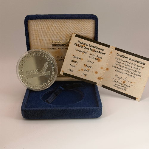 Singapore CAAS 25 Year Long Service Award Medallion
