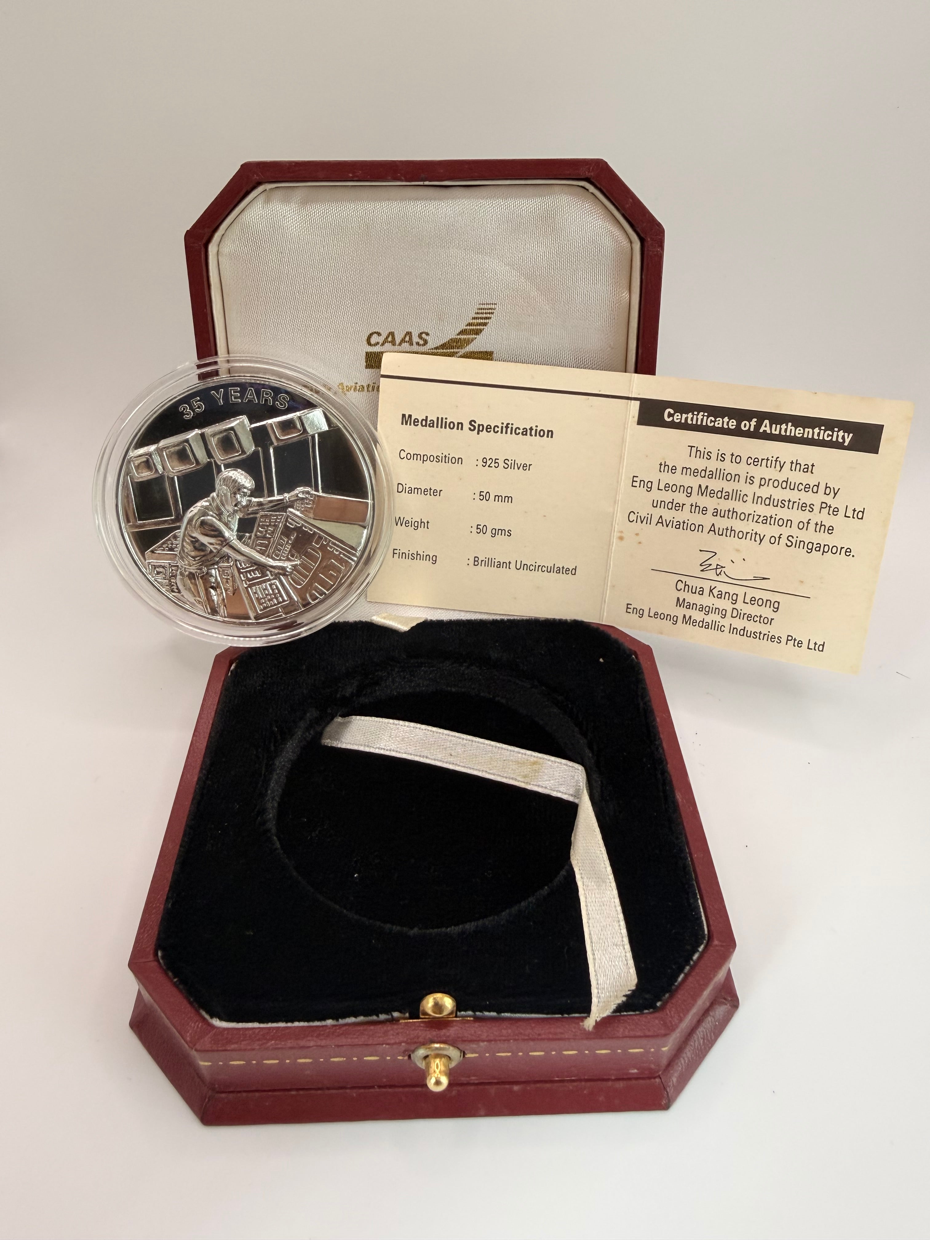 Singapore CAAS 35 Year Long Service Award Medallion