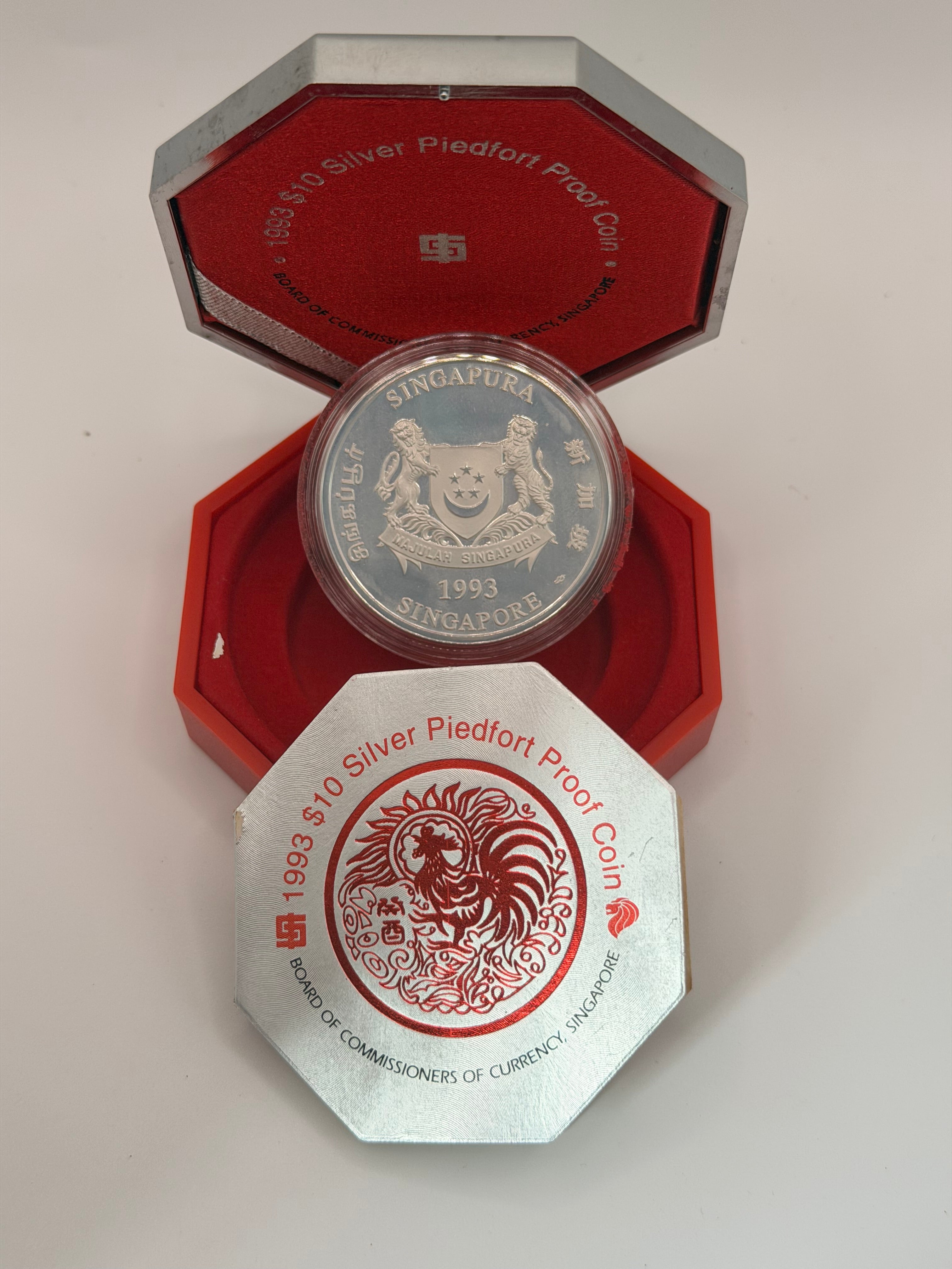 1993 Singapore $10 Silver Piedfort Proof Coin