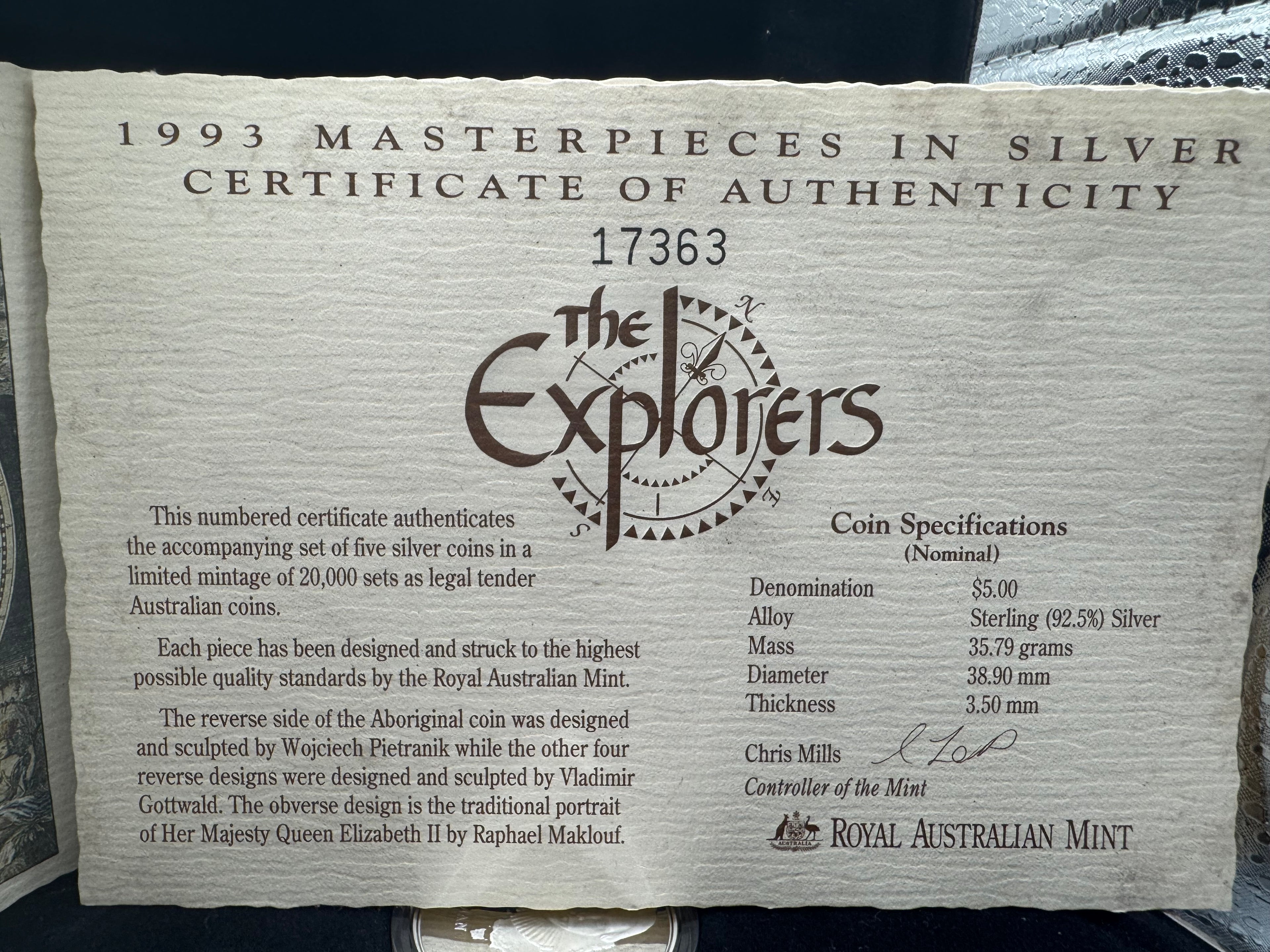 1993 - Australia Masterpieces in Silver The Explorers