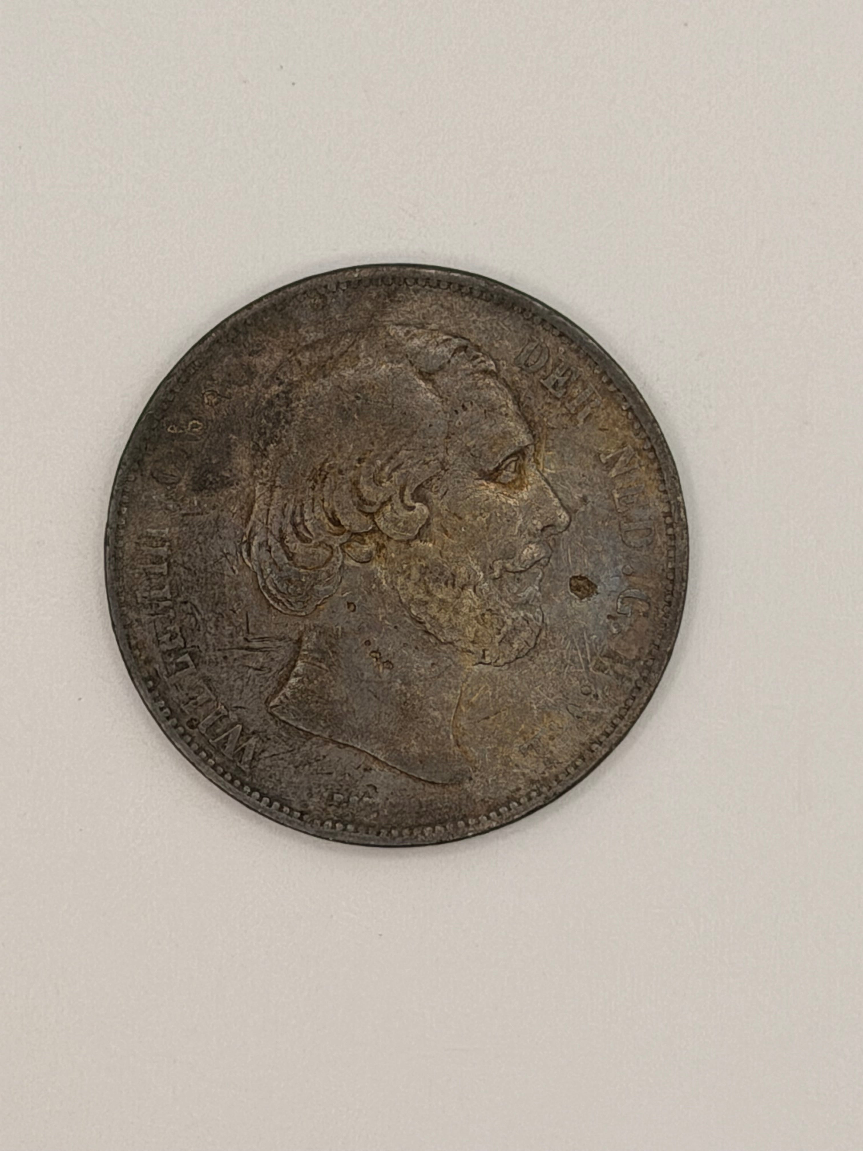 1872 Netherlands 2½ Gulden Willem III Silver Coin