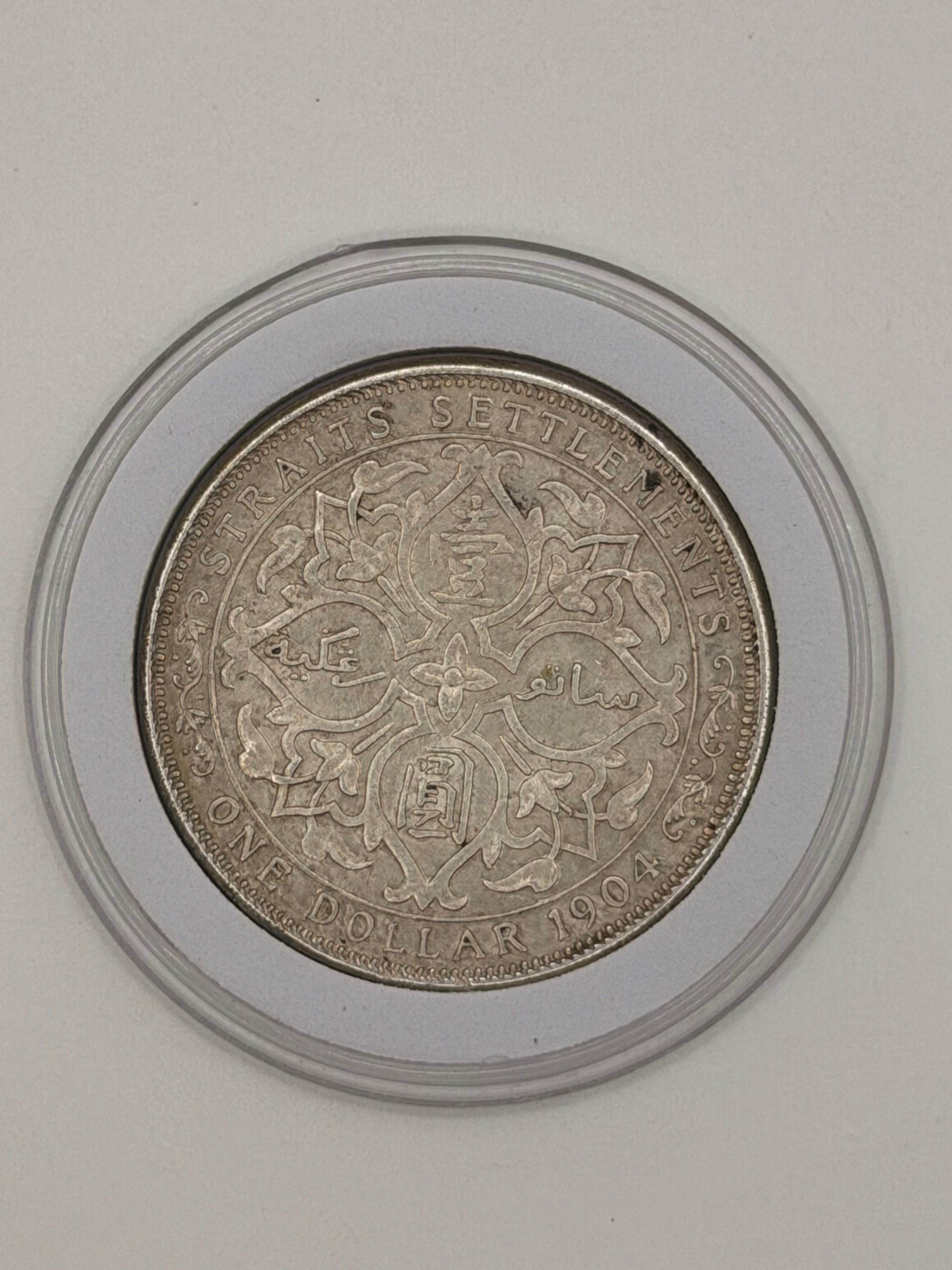 1904 Straits Settlement $1 Edward VII Silver Coin