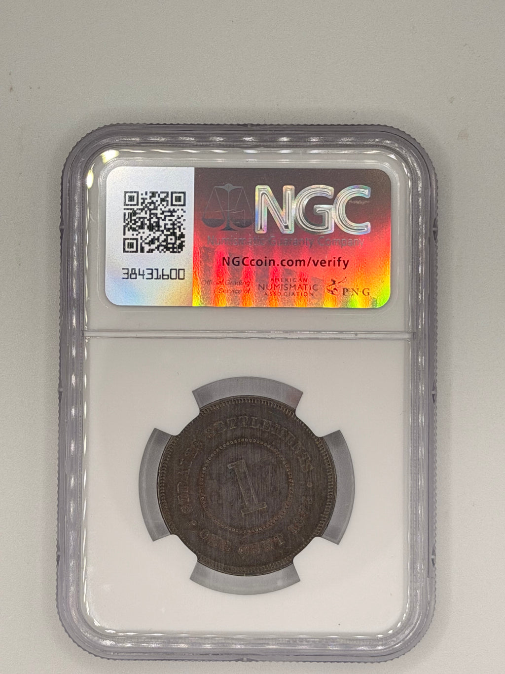 1873 - Straits Cents AU 53 BN