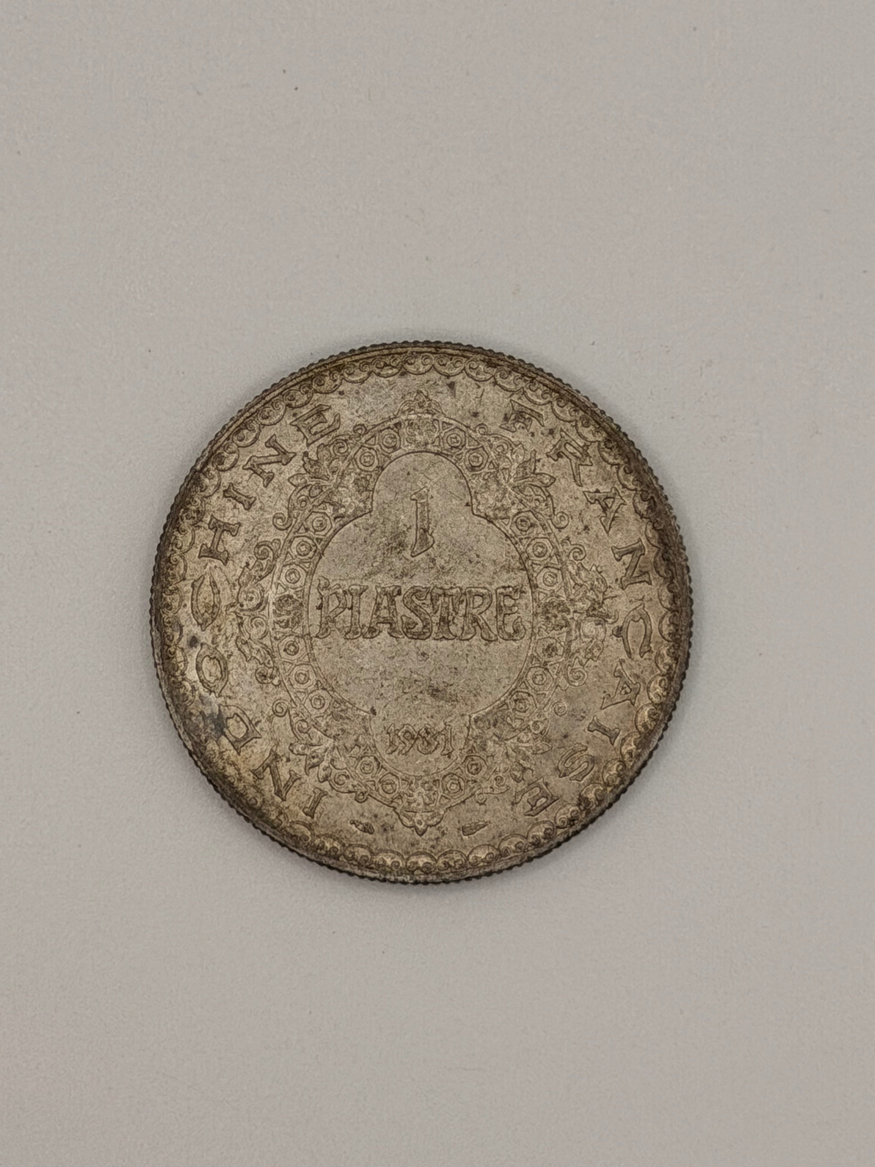 1931 French Indochina 1 Piastre Silver Coin