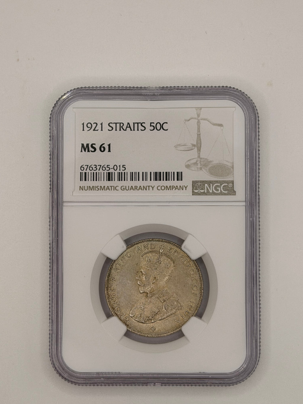 1921 - Straits 50C MS61