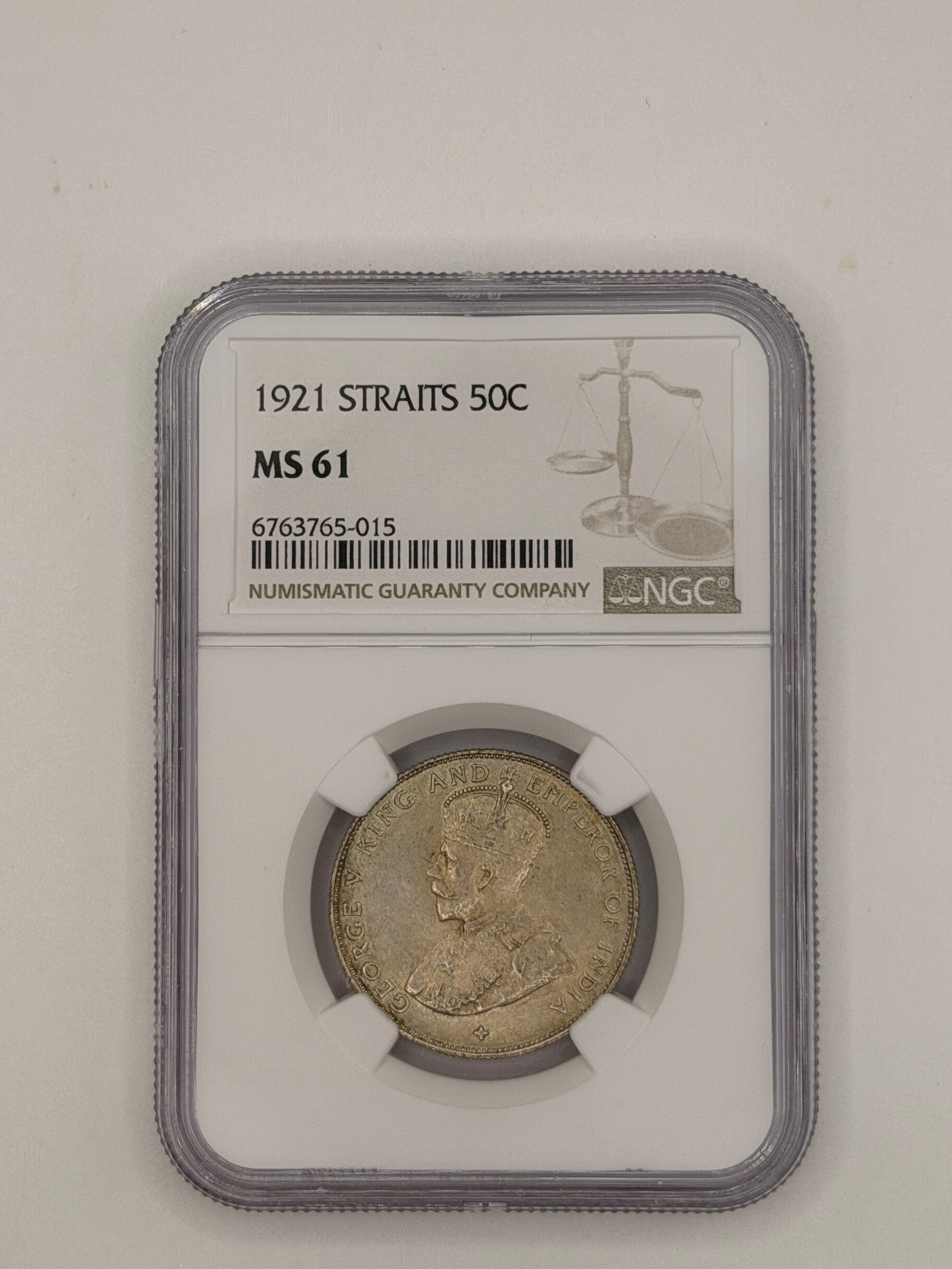 1921 - Straits 50C MS61