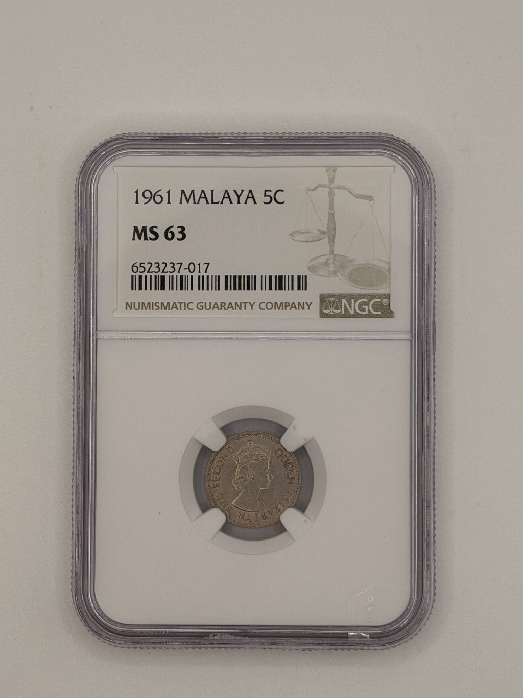 1961 - Malaya 5C MS63