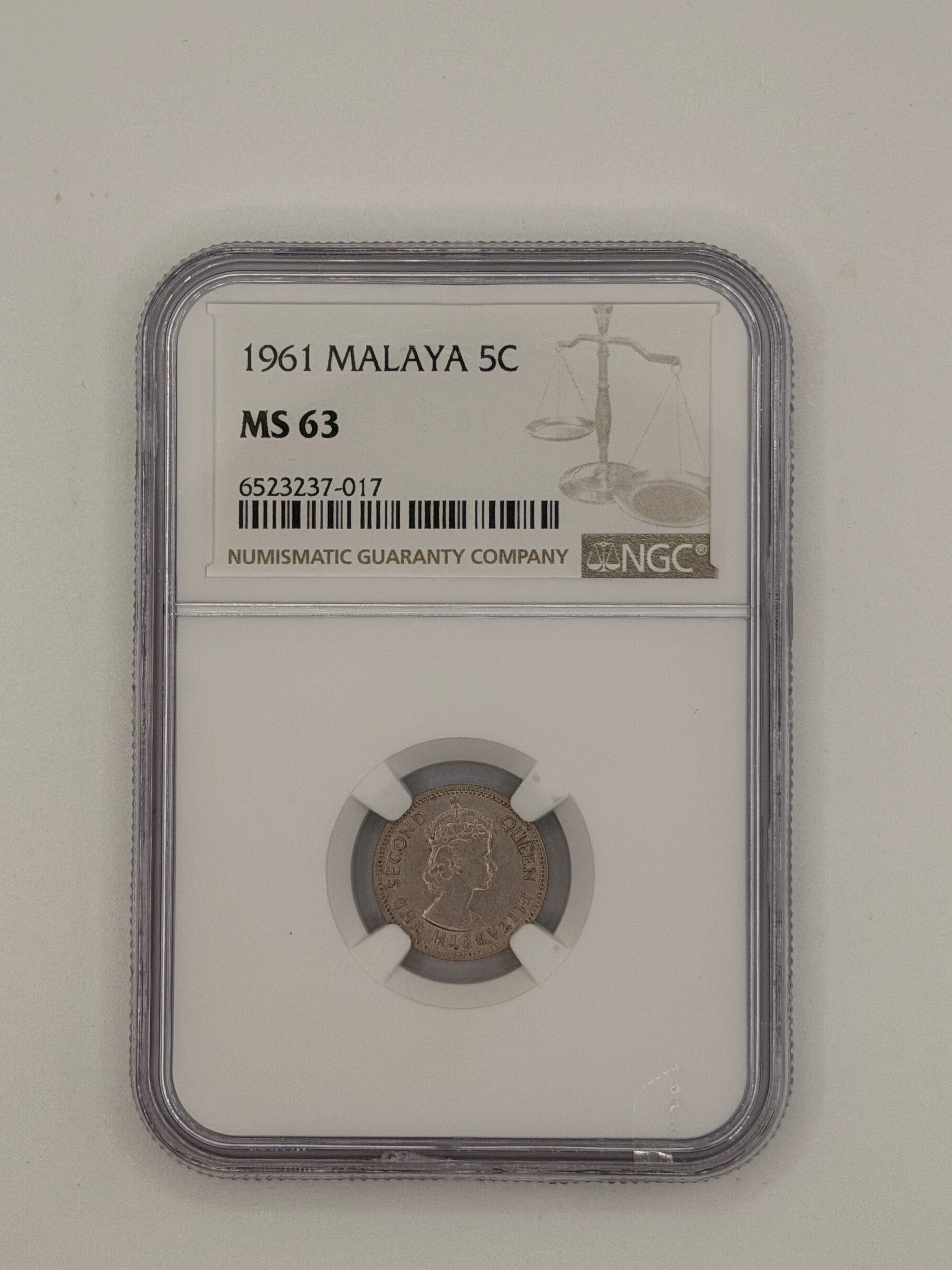 1961 - Malaya 5C MS63