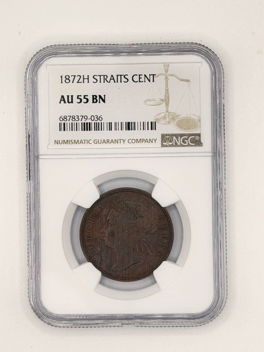 1872H - Straits 1C AU55 BN