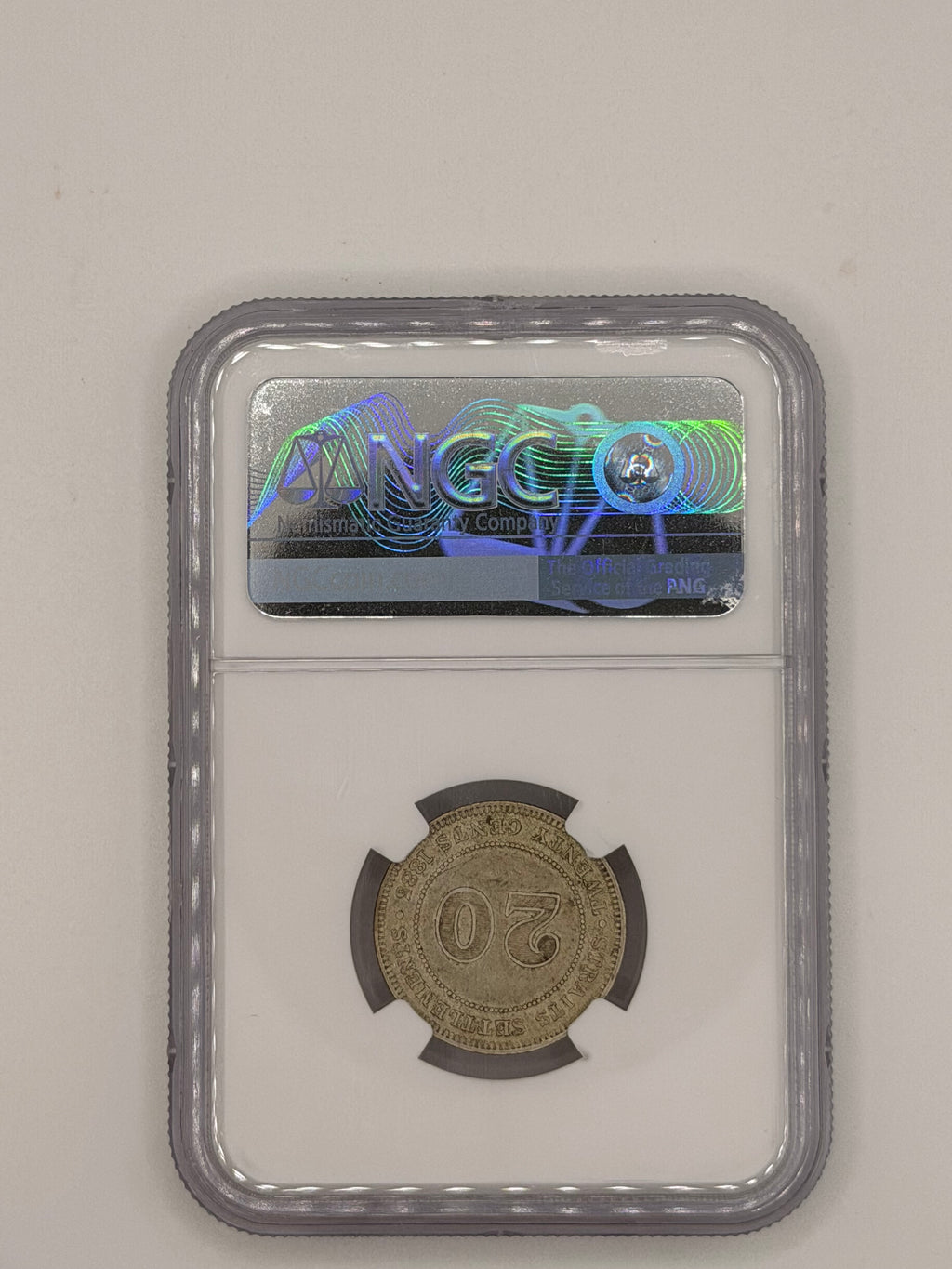 1885 - Straits 20C AU58