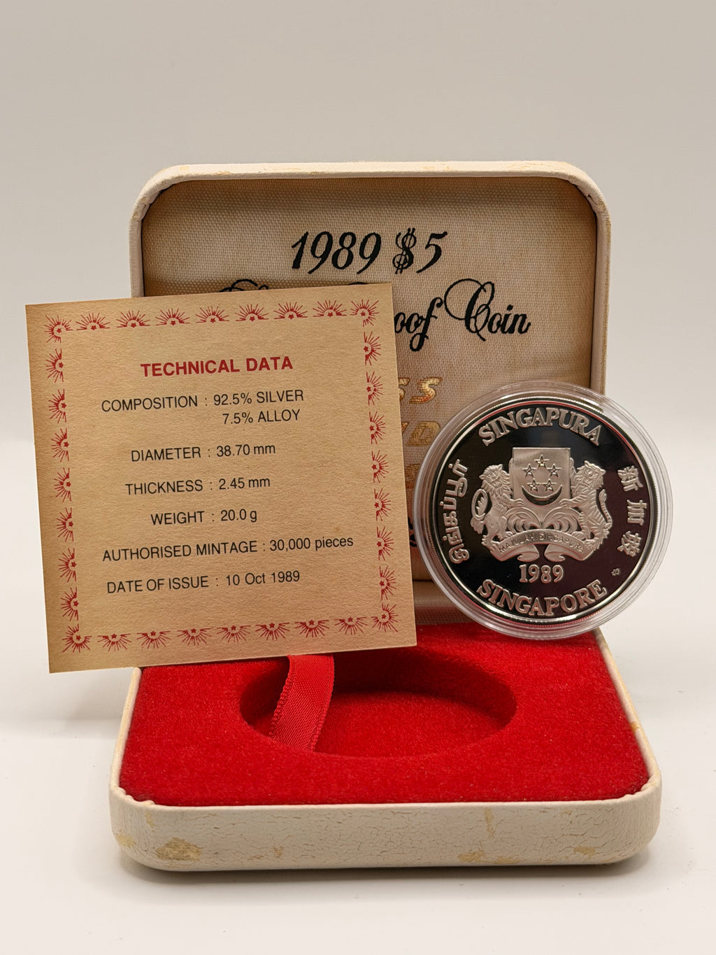 1989 Singapore $5 Silver Proof Coin (MRT)