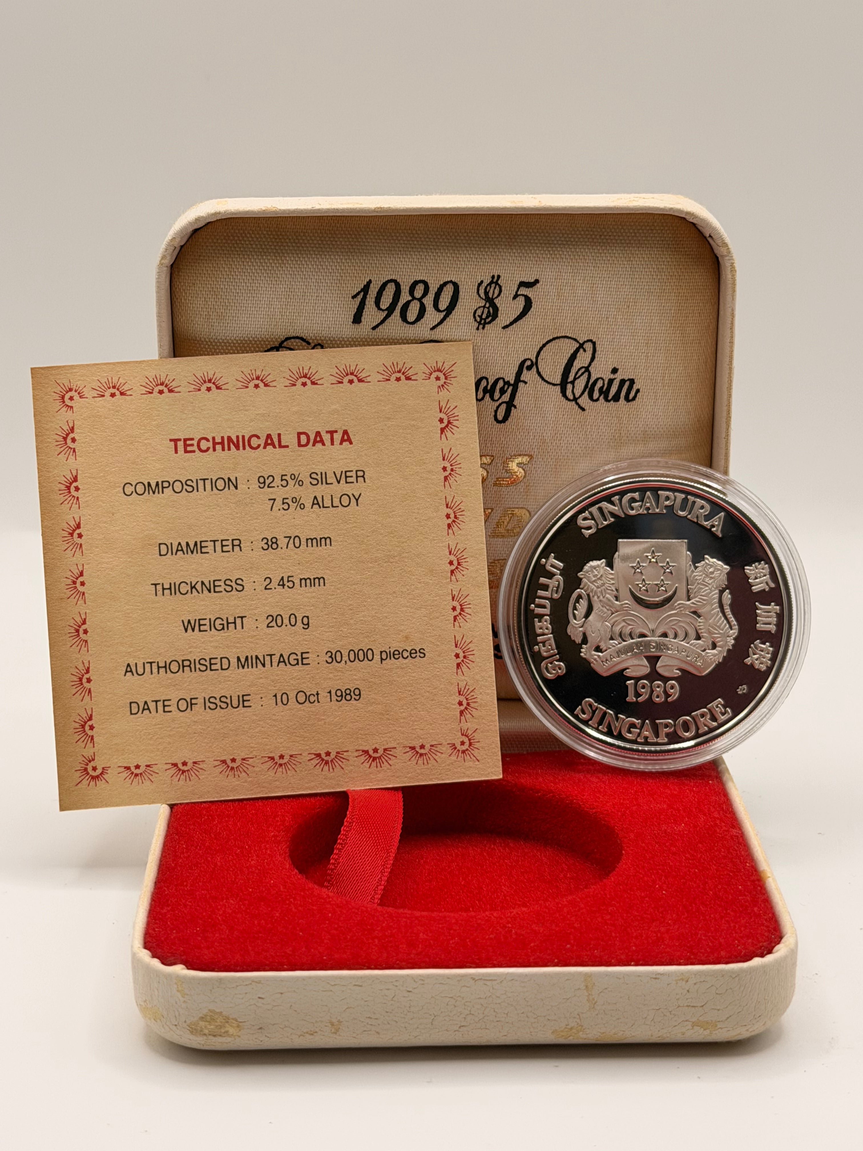 1989 Singapore $5 Silver Proof Coin (MRT)