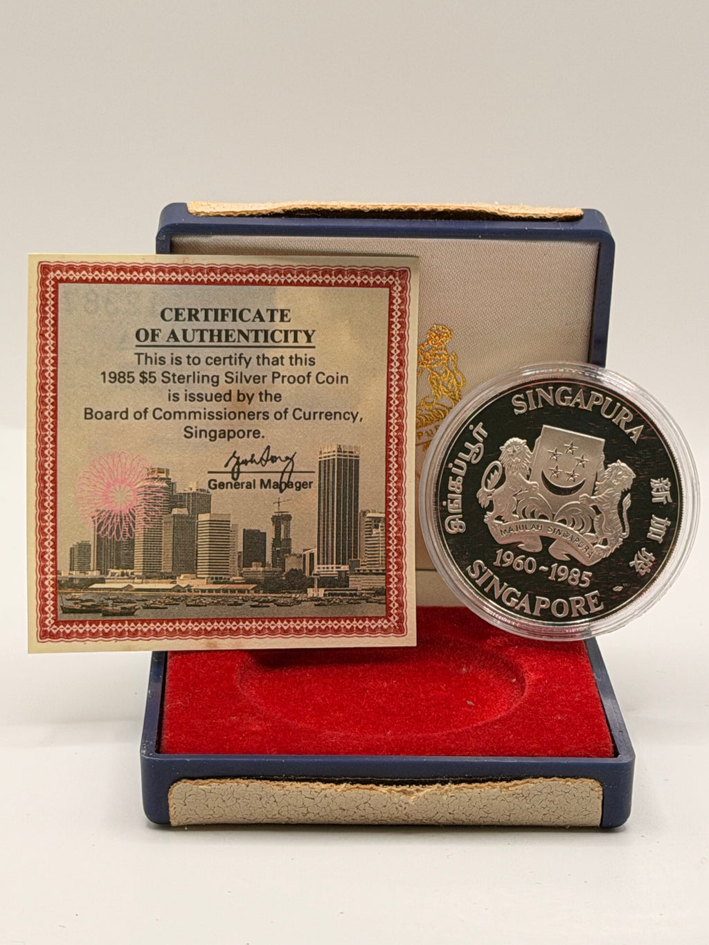 1985 Singapore 25 Years of Public Housing $5 Silver Proof Coin