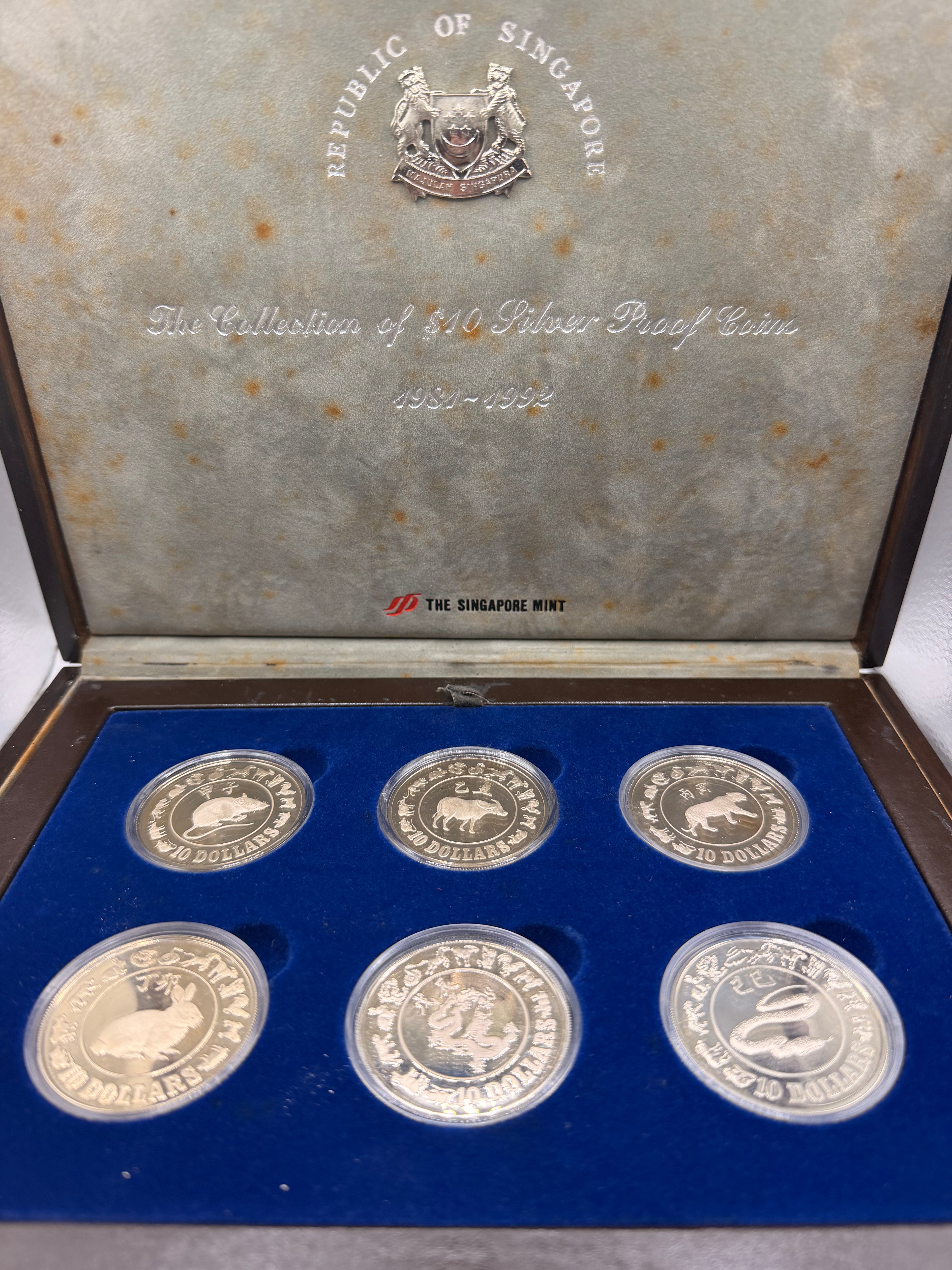 1981 - 1992 Singapore The Collection of $10 Silver Proof Coin Set