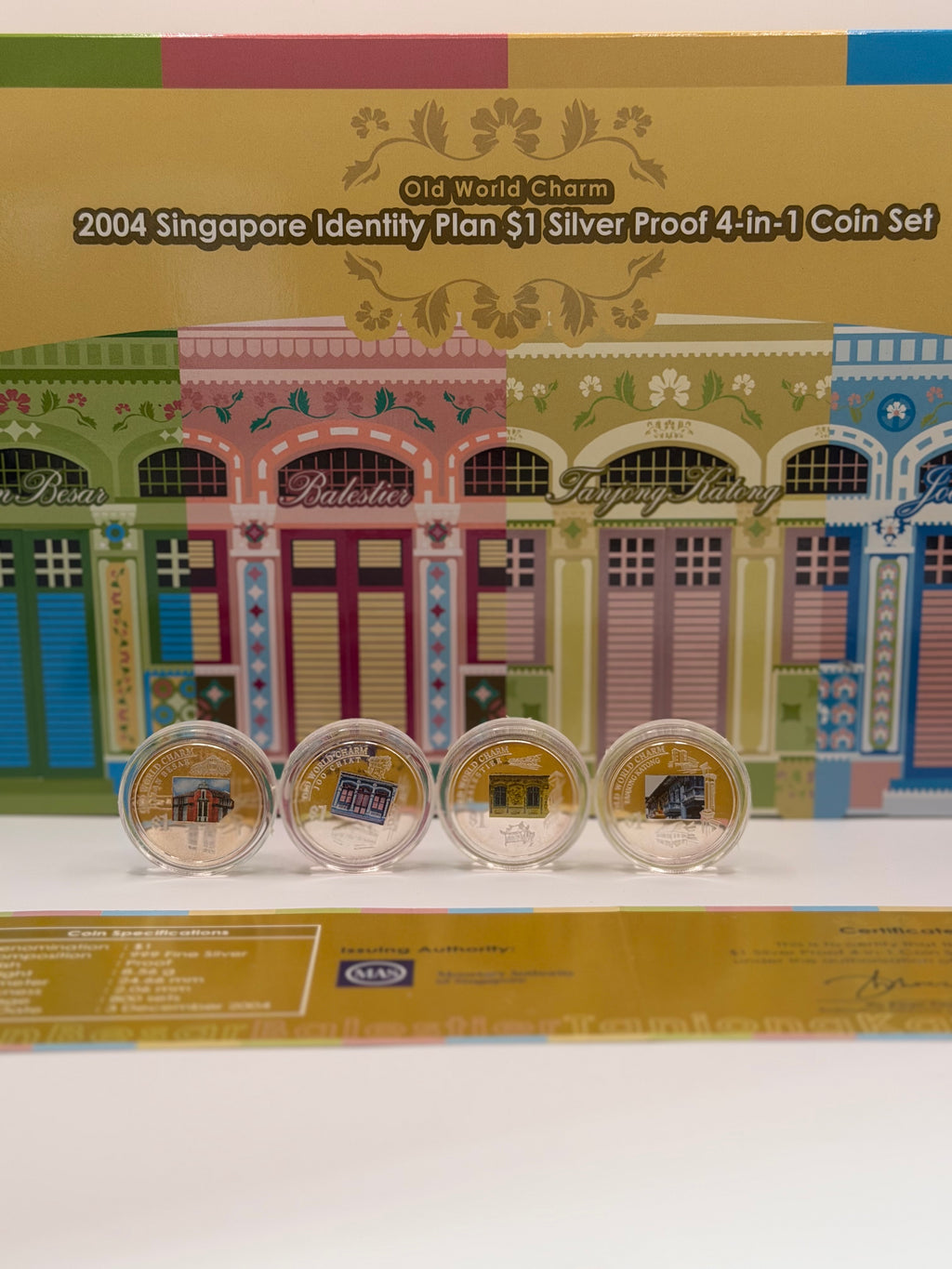2004 Singapore Identity Plan $1 Silver Proof Like 4-in-1 Coin Set (Old World Charm)