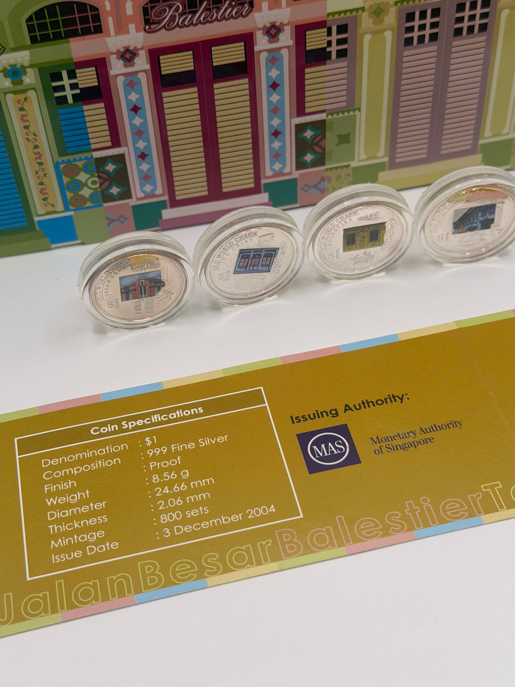 2004 Singapore Identity Plan $1 Silver Proof Like 4-in-1 Coin Set (Old World Charm)