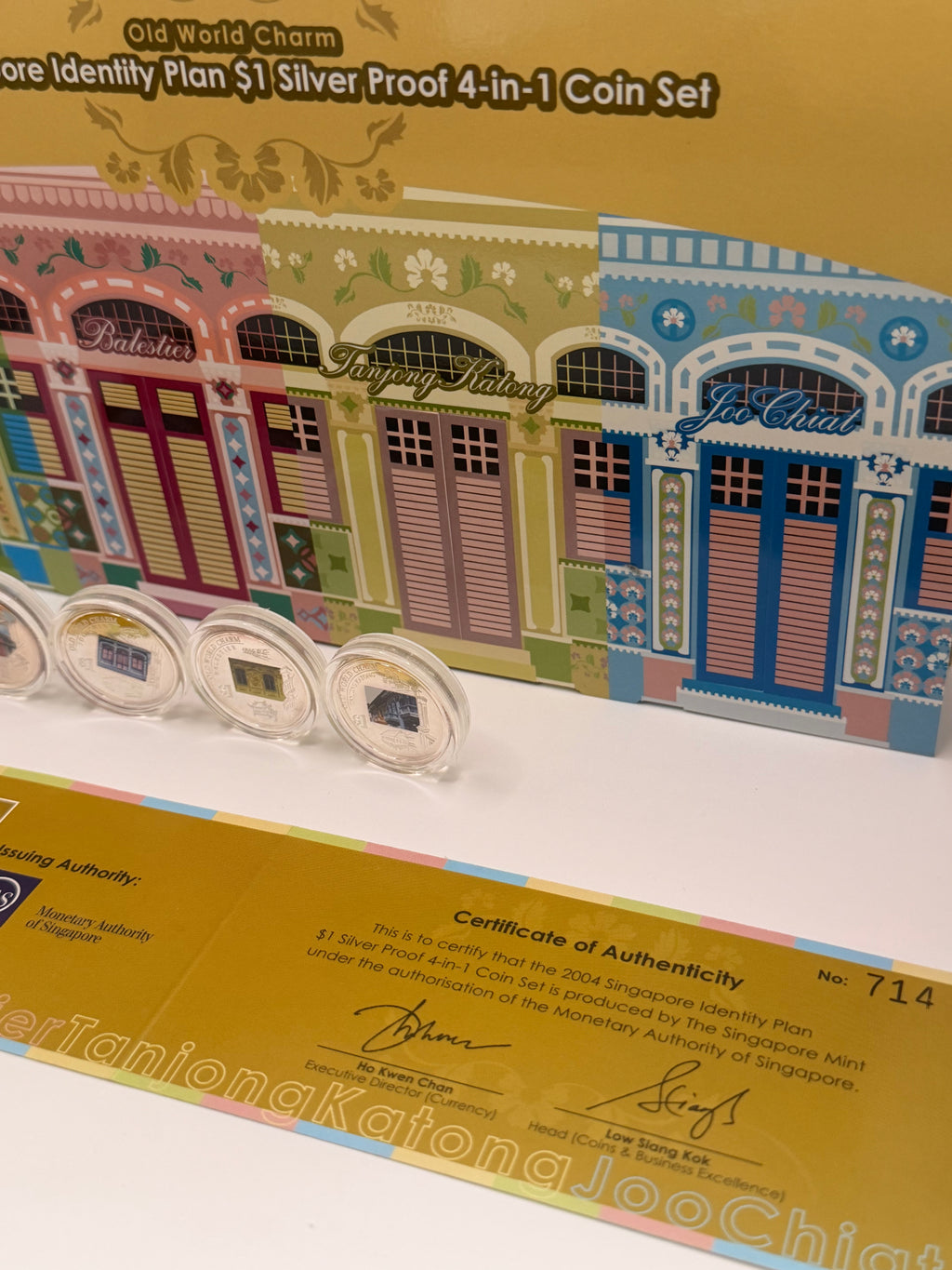 2004 Singapore Identity Plan $1 Silver Proof Like 4-in-1 Coin Set (Old World Charm)