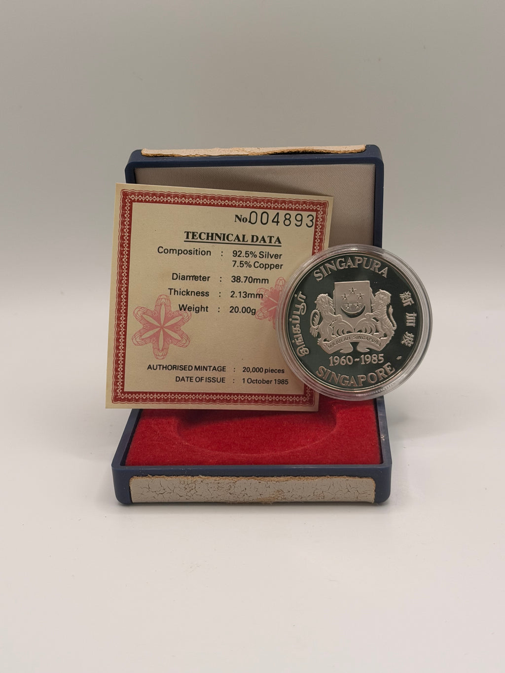 1985 Singapore 25 Years of Public Housing $5 Silver Proof Coin
