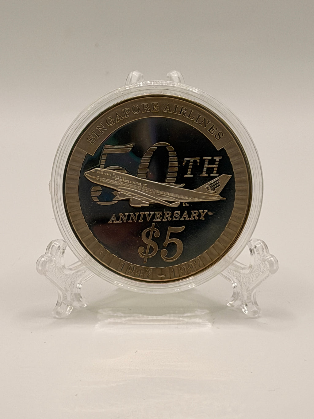 1997 Singapore SIA 50th Anniversary $5 Silver Coin