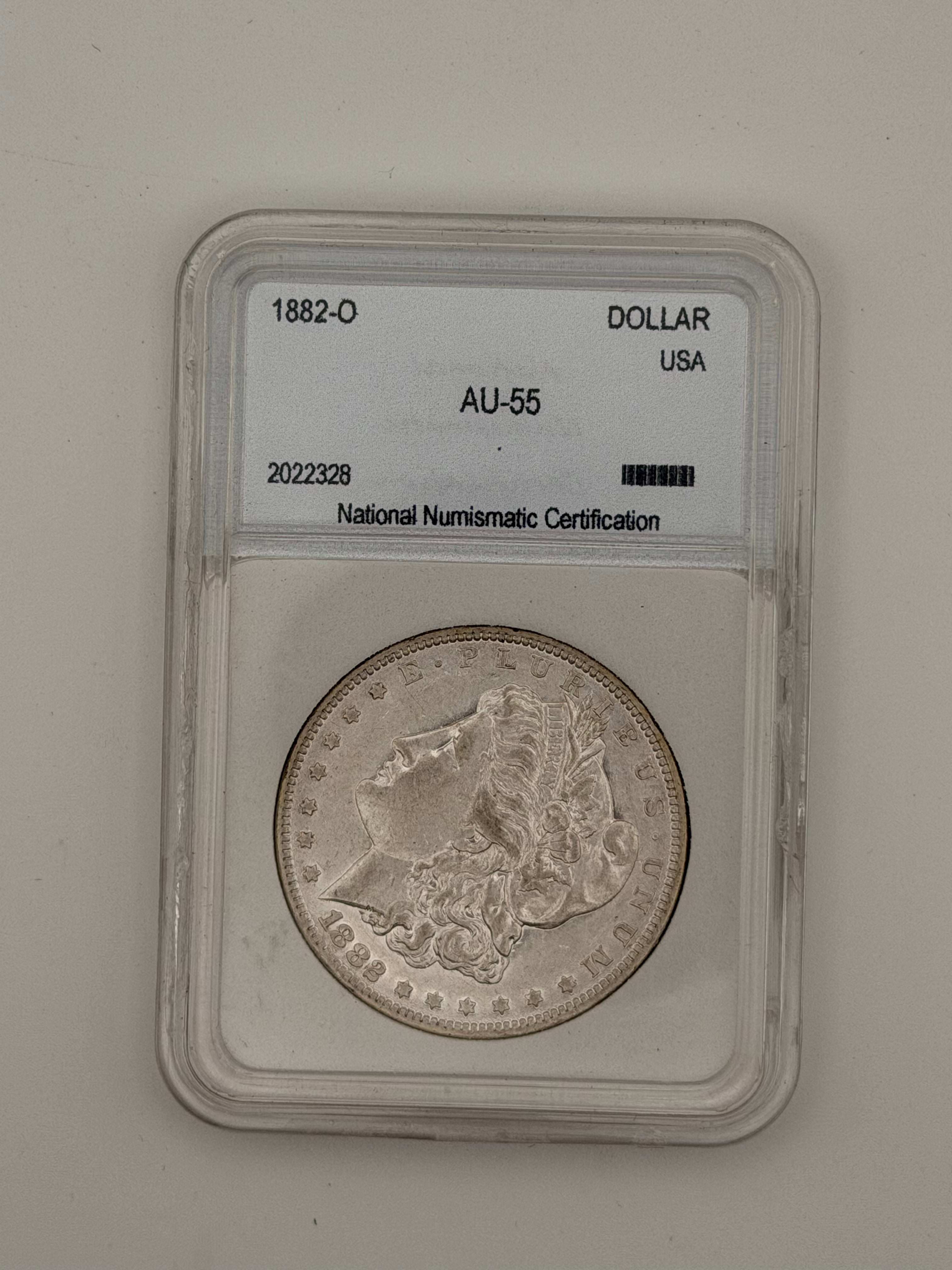 1882-O Morgan Silver Dollar AU55 — NNC Certified