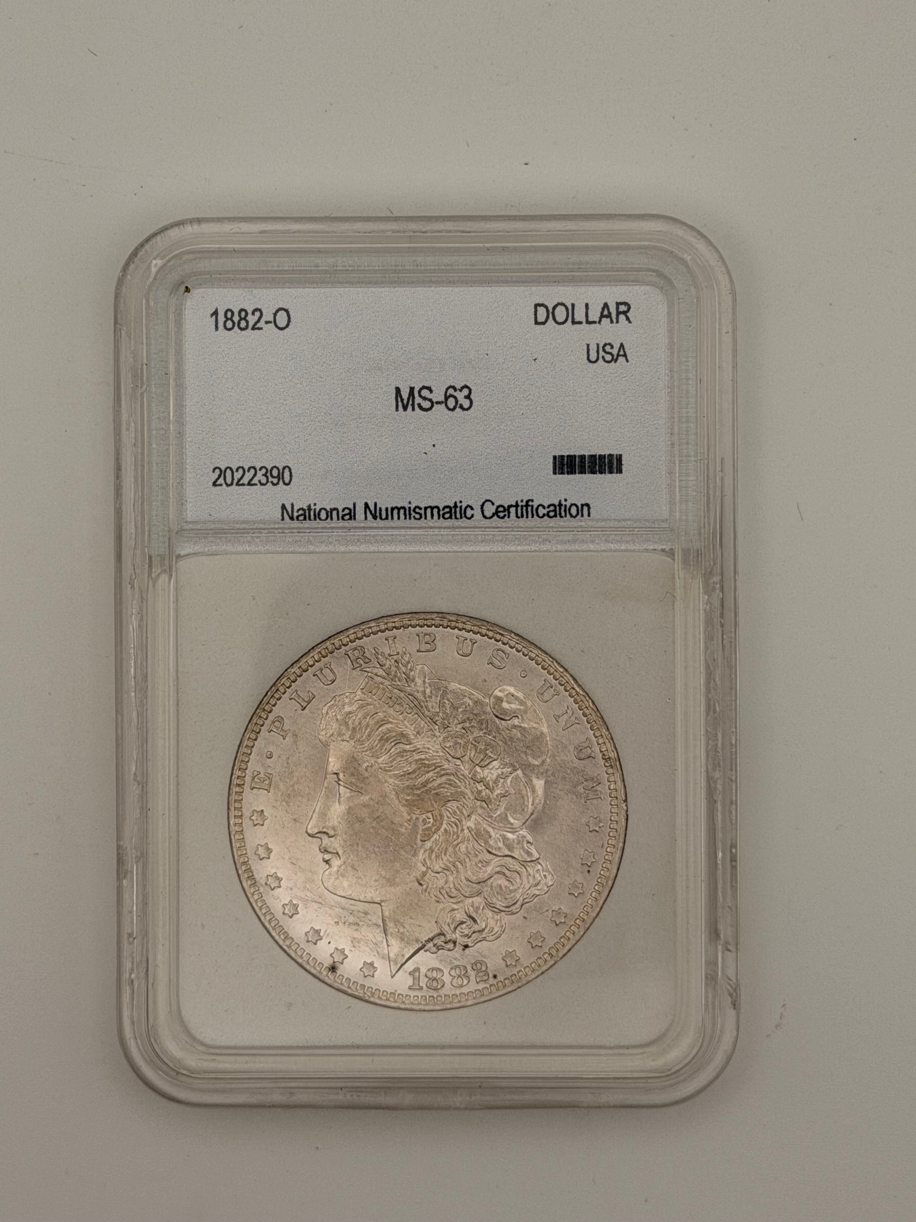 1882-O Morgan Silver Dollar MS63 — NNC Certified