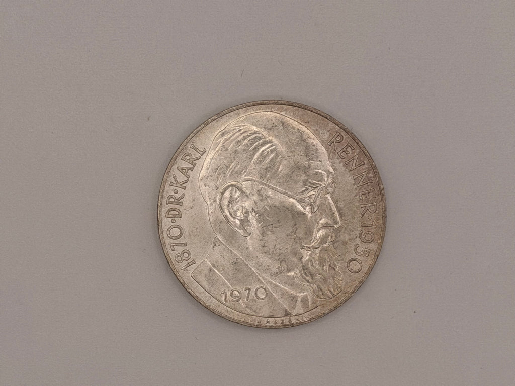 1970 Austrian 50 Schilling Silver Coin - 100th Anniversary of birth of Dr. Karl Renner