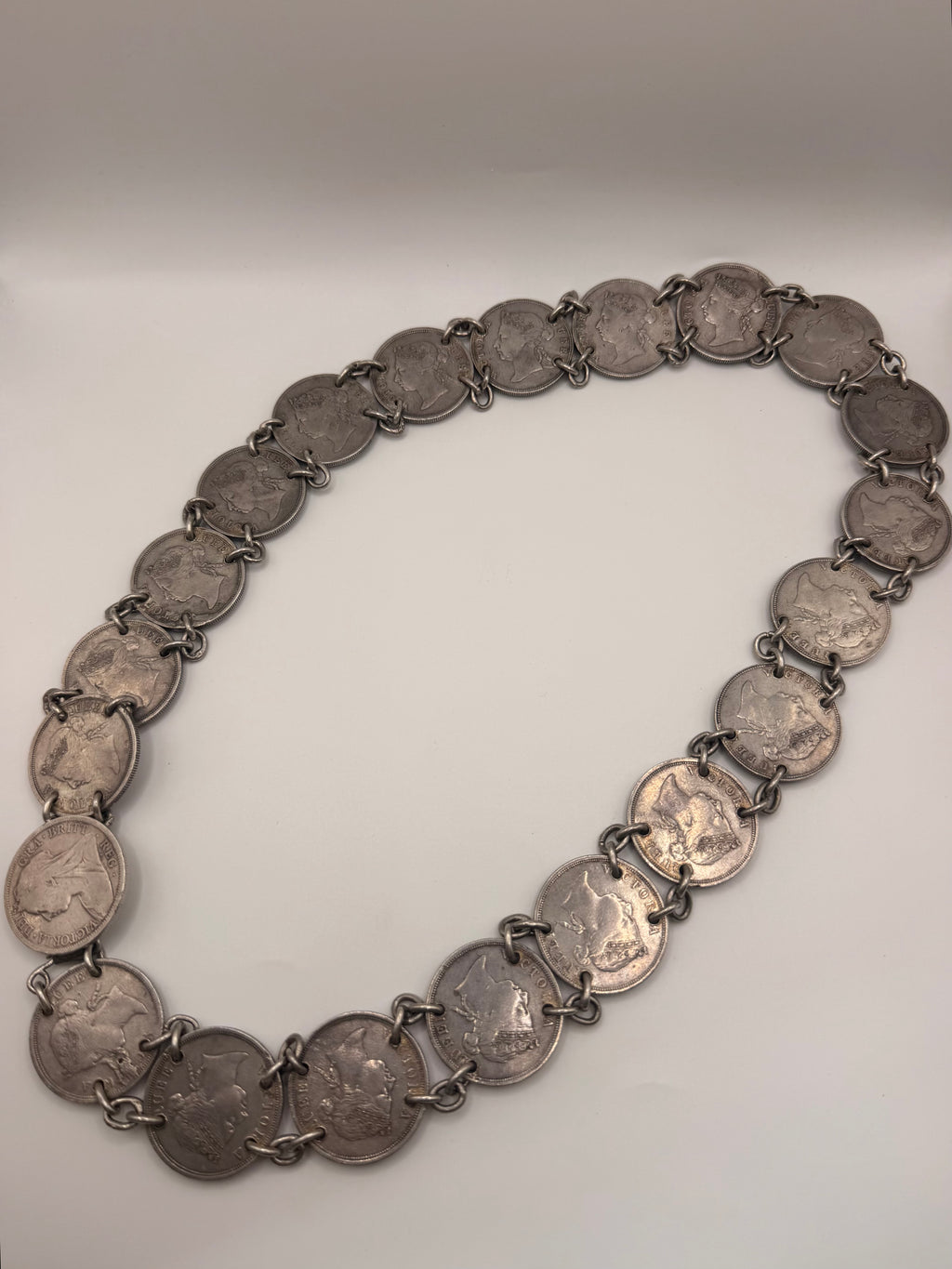 [21 pcs] 1888 - 1900 Straits Settlement & Hong Kong 50C Coins Antique Coin Belt