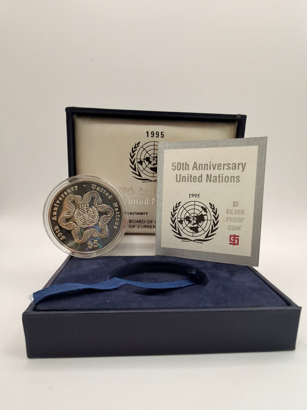 1995年新加坡联合国成立50周年5新元精制银币