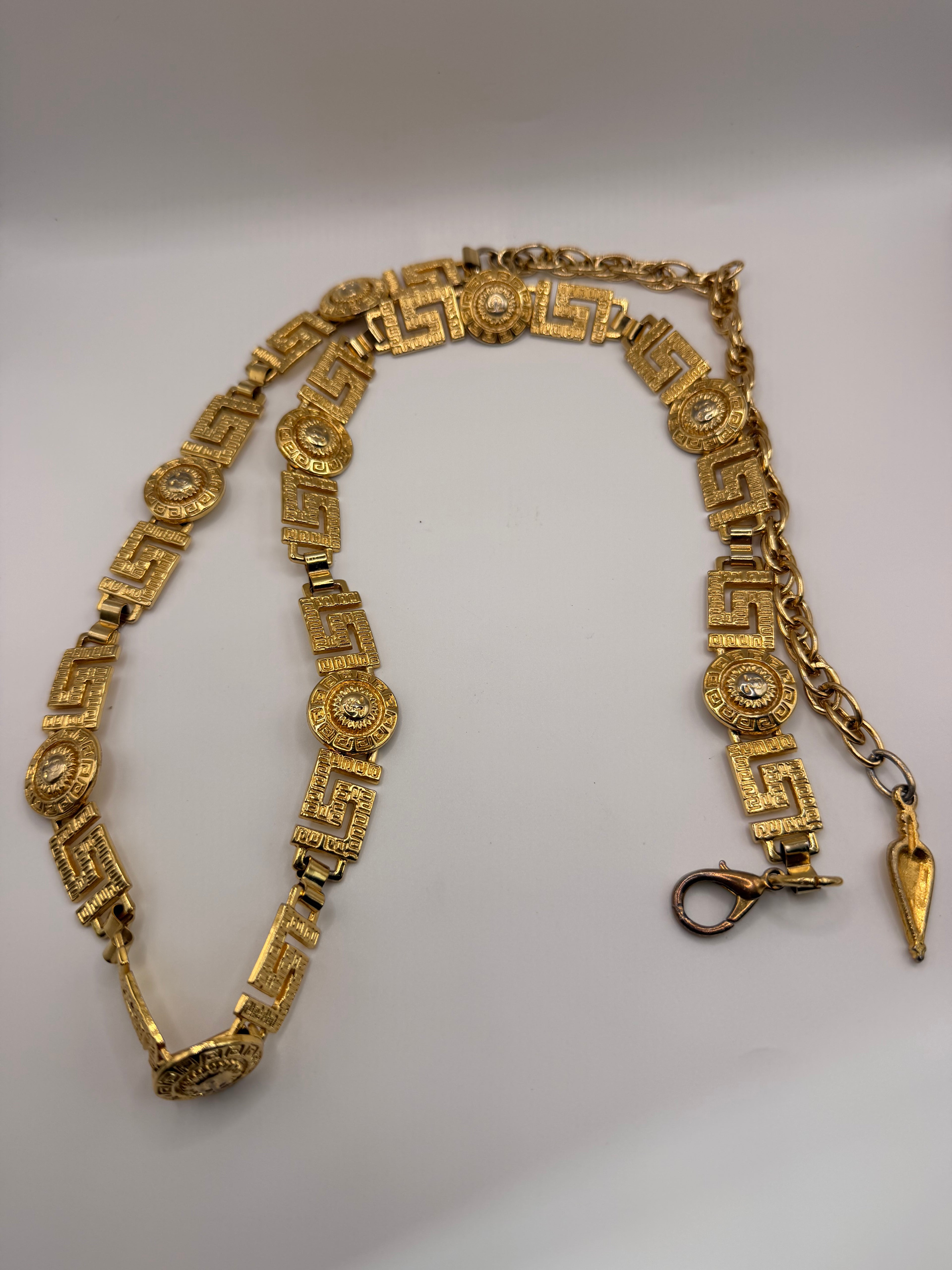 Versace Gold Greca Chain Belt with Medusa Medallions