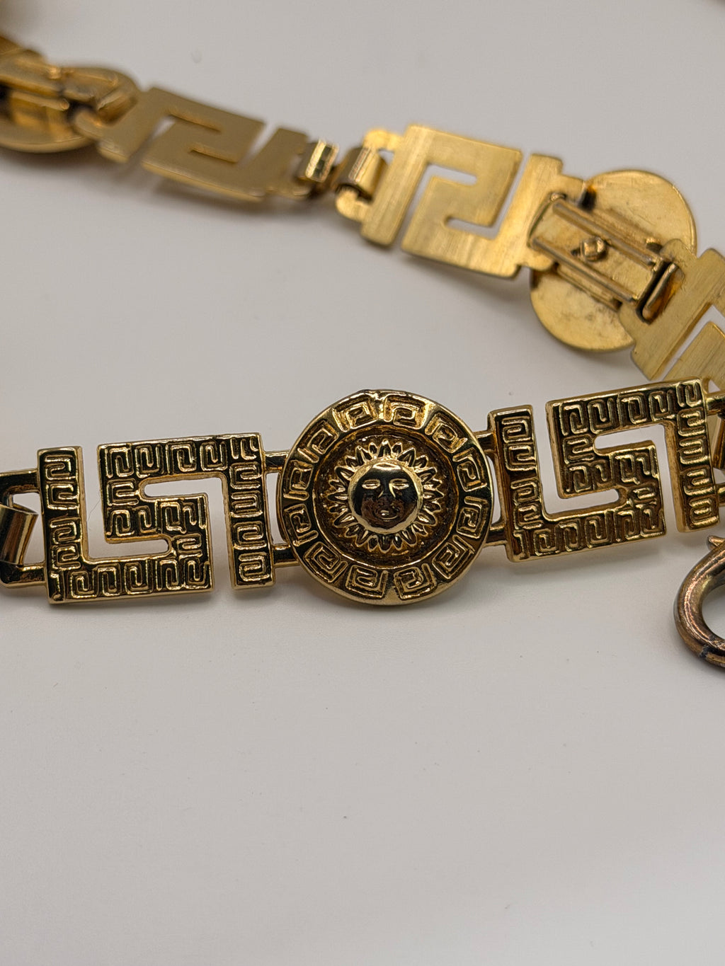 Versace Gold Greca Chain Belt with Medusa Medallions