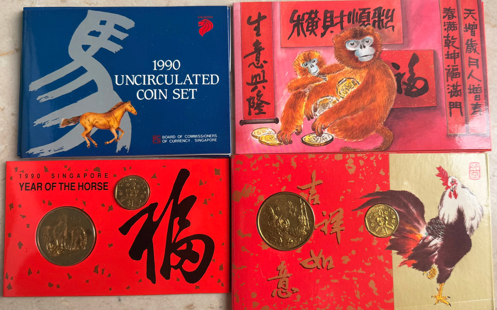 [4 sets] 1989, 1990, 1993 Singapore Uncirculated Coin Set