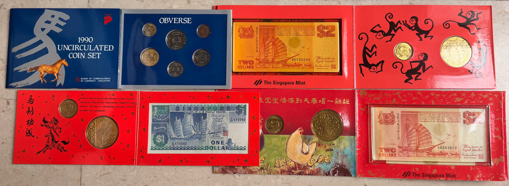 [4 sets] 1989, 1990, 1993 Singapore Uncirculated Coin Set