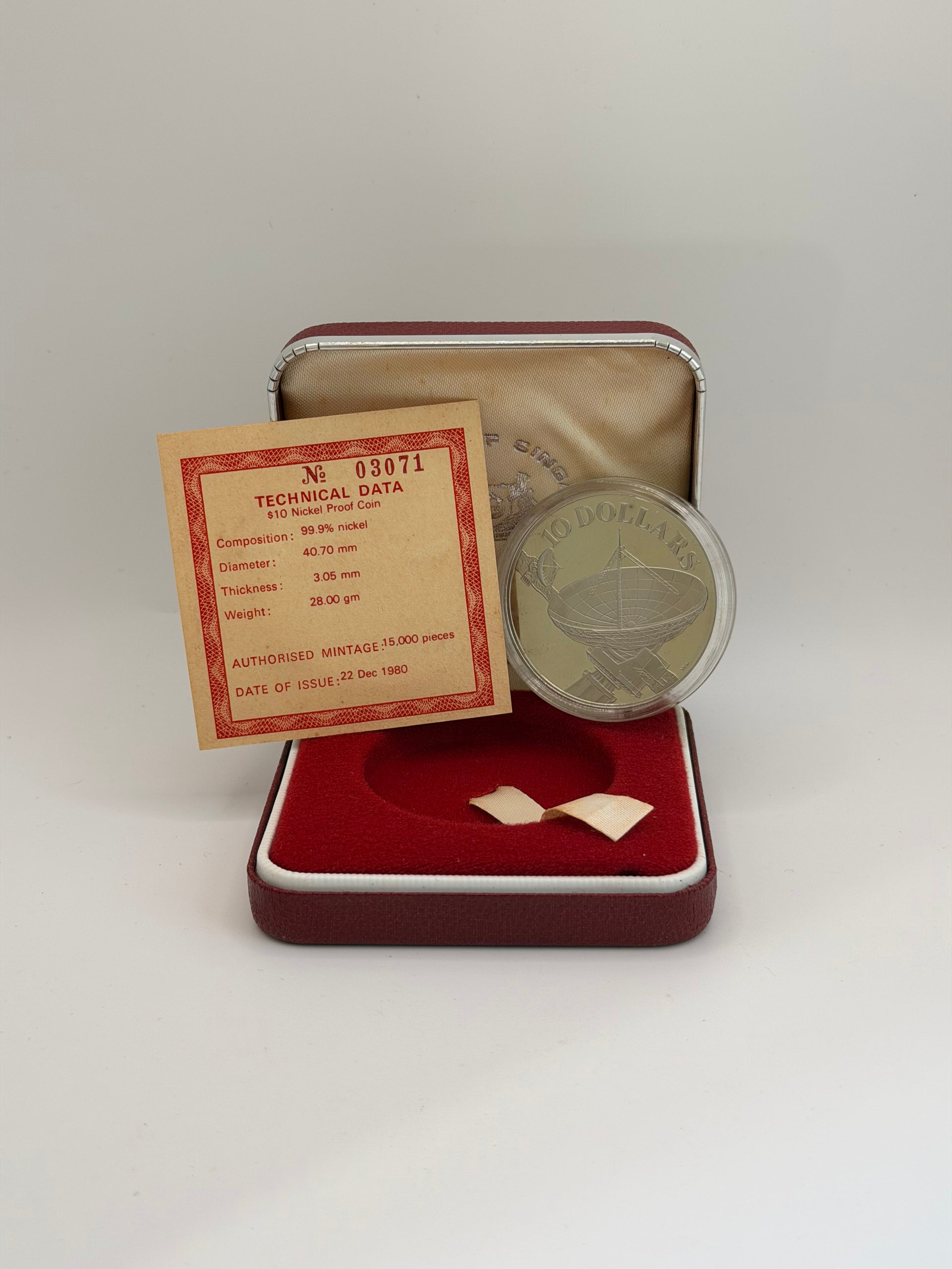 1980 Singapore $10 Nickel Proof Coin (Satellite) – Jade Dynasty Gallery