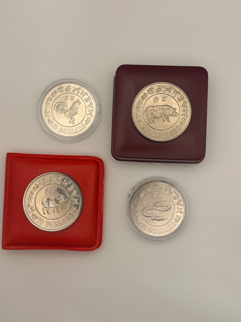 [Set of 4] 1981 - 1989 Singapore Lunar $10 Uncirculated Coins