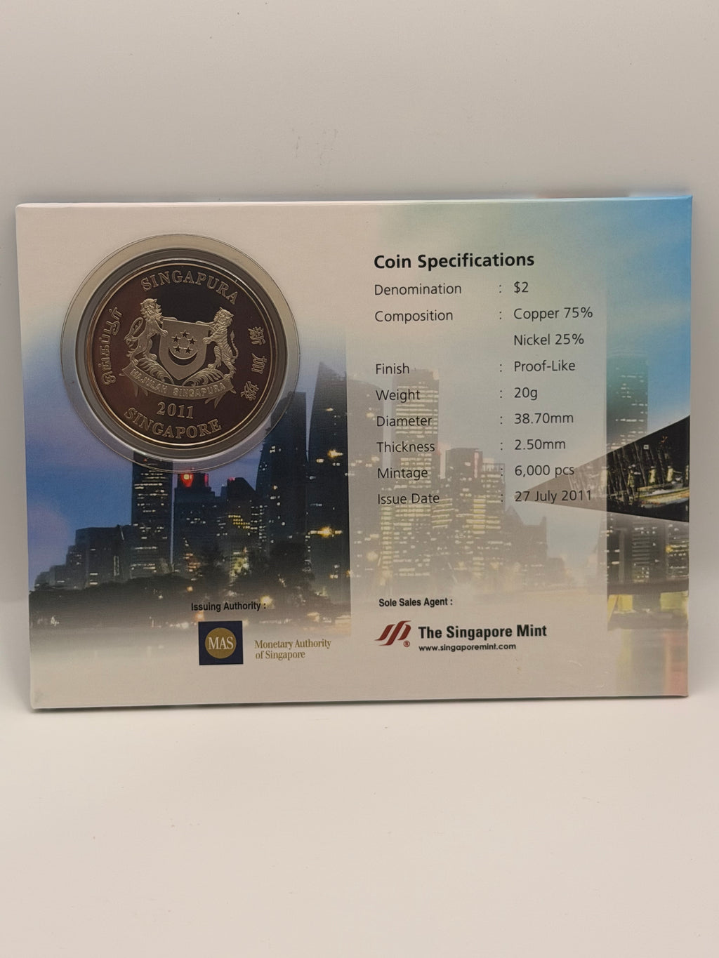 2011 Singapore NDP $2 Cupro Nickel Coin (46 Years of Independence)