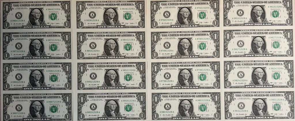 [Set of 4] 2009 US Uncut 4 in 1 $1 Banknotes