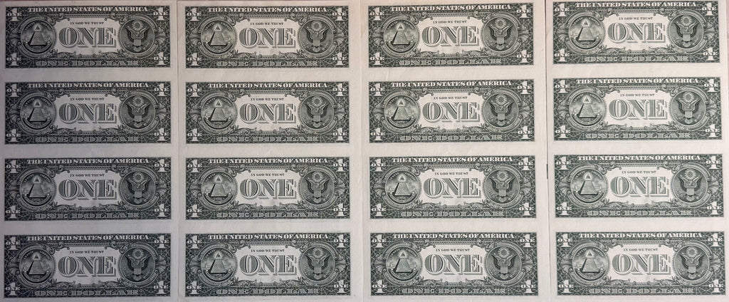 [Set of 4] 2009 US Uncut 4 in 1 $1 Banknotes