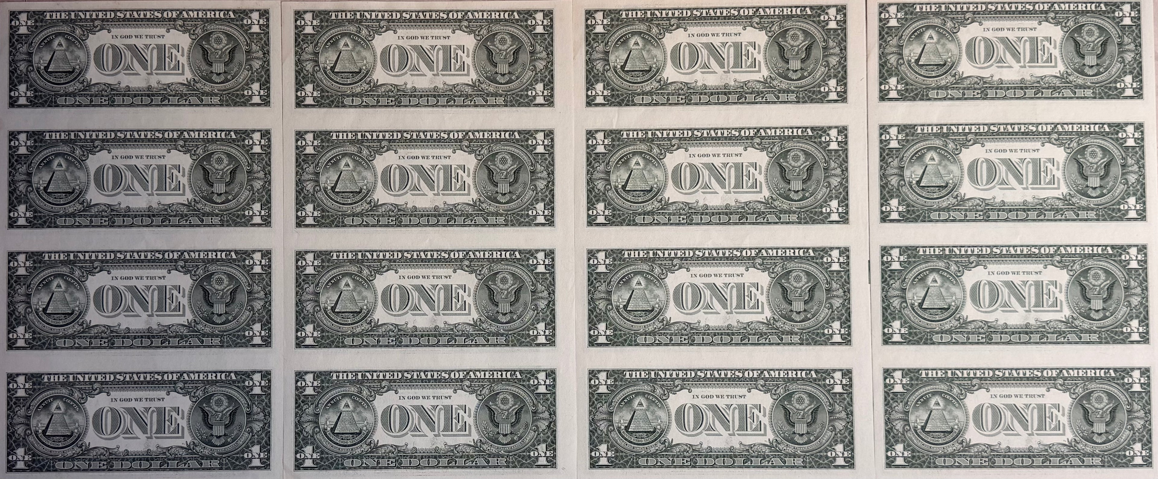 [Set of 4] 2009 US Uncut 4 in 1 $1 Banknotes