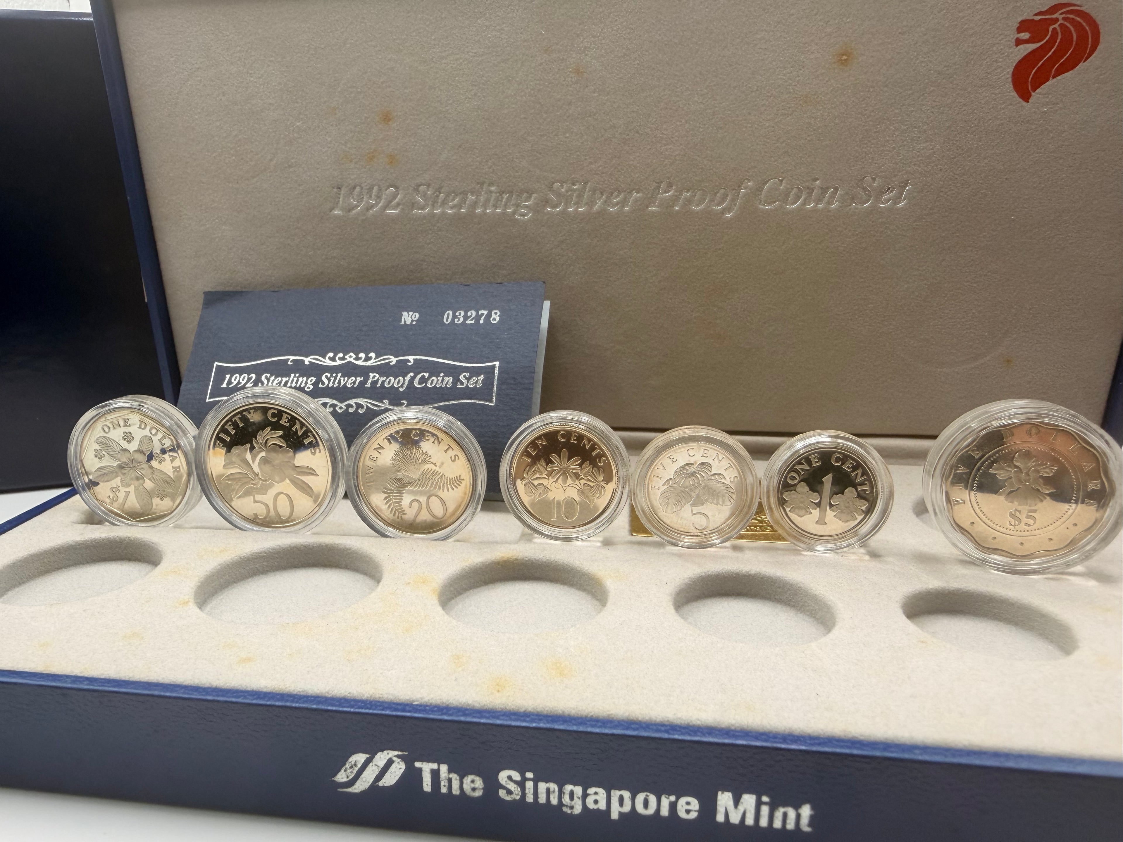1992 Singapore Sterling Silver Proof Coin Set