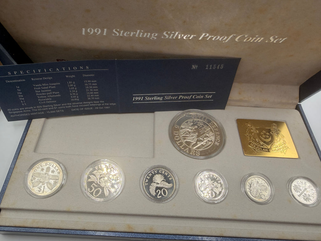 1991 Singapore Sterling Silver Proof Coin Set