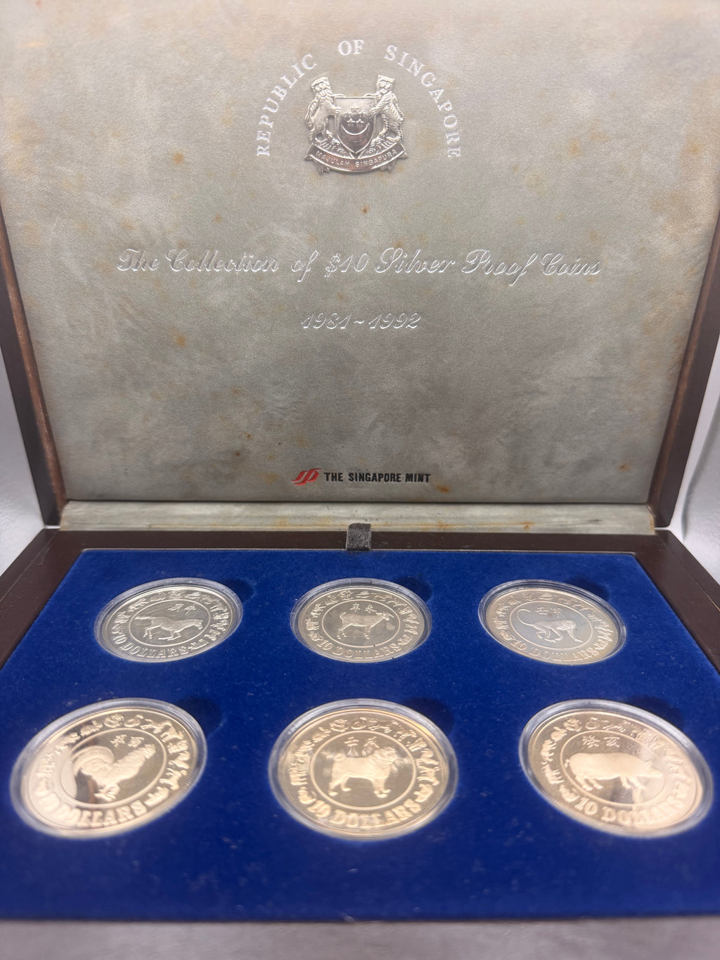 1981 - 1992 Singapore The Collection of $10 Silver Proof Coin Set