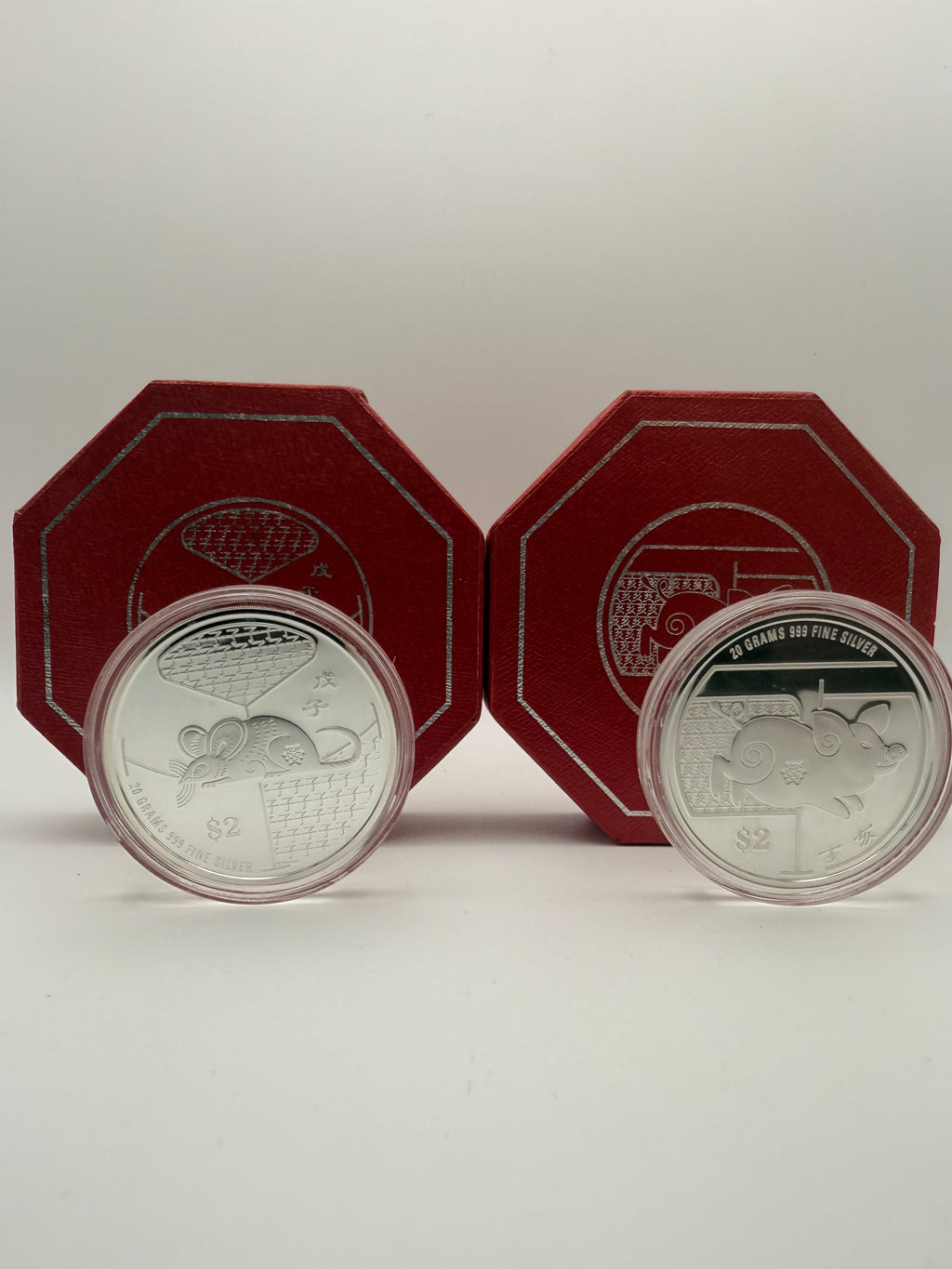 [Set of 2] 2007 - 2008 Singapore $2 Silver Proof Coin
