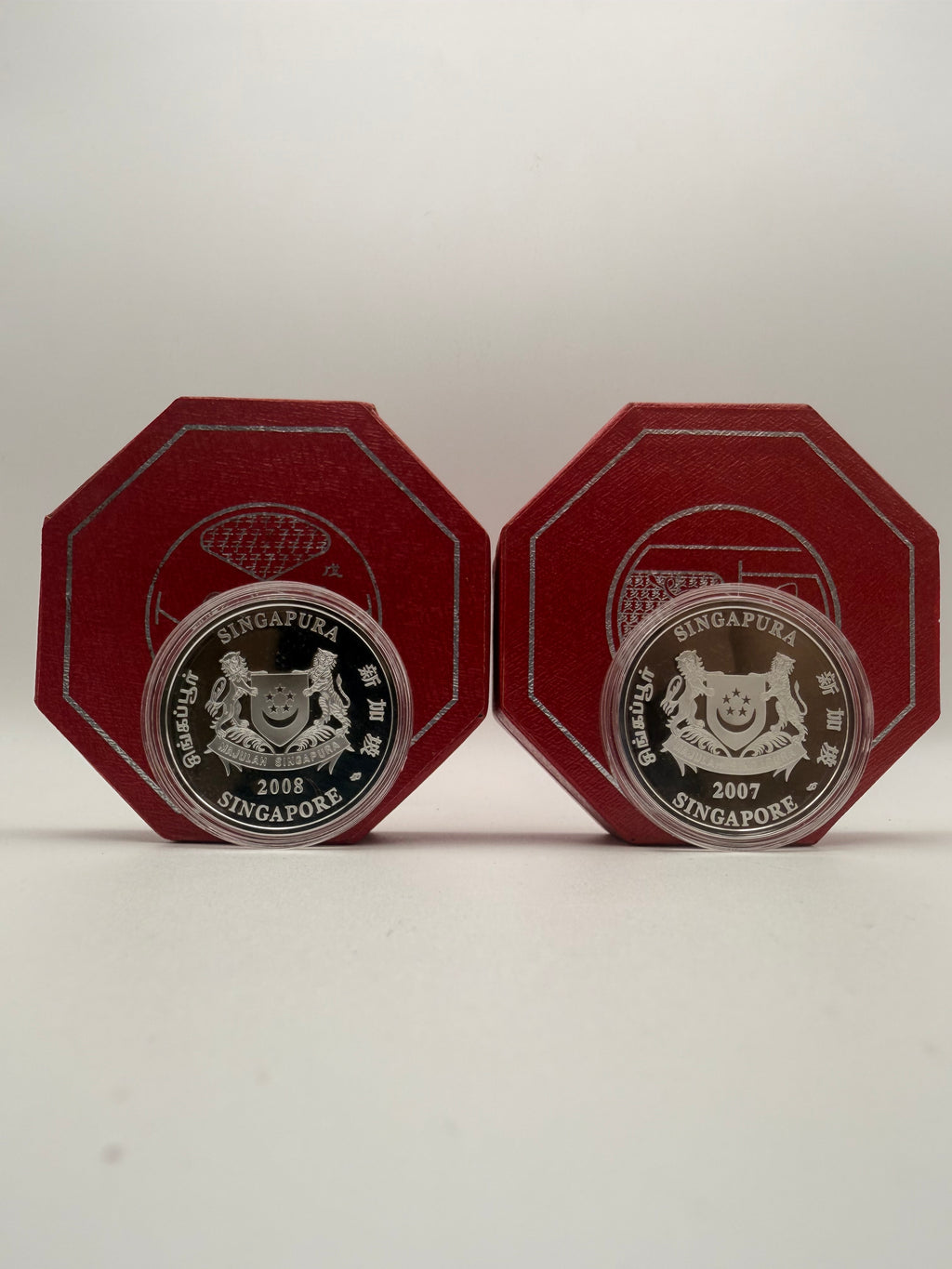[Set of 2] 2007 - 2008 Singapore $2 Silver Proof Coin