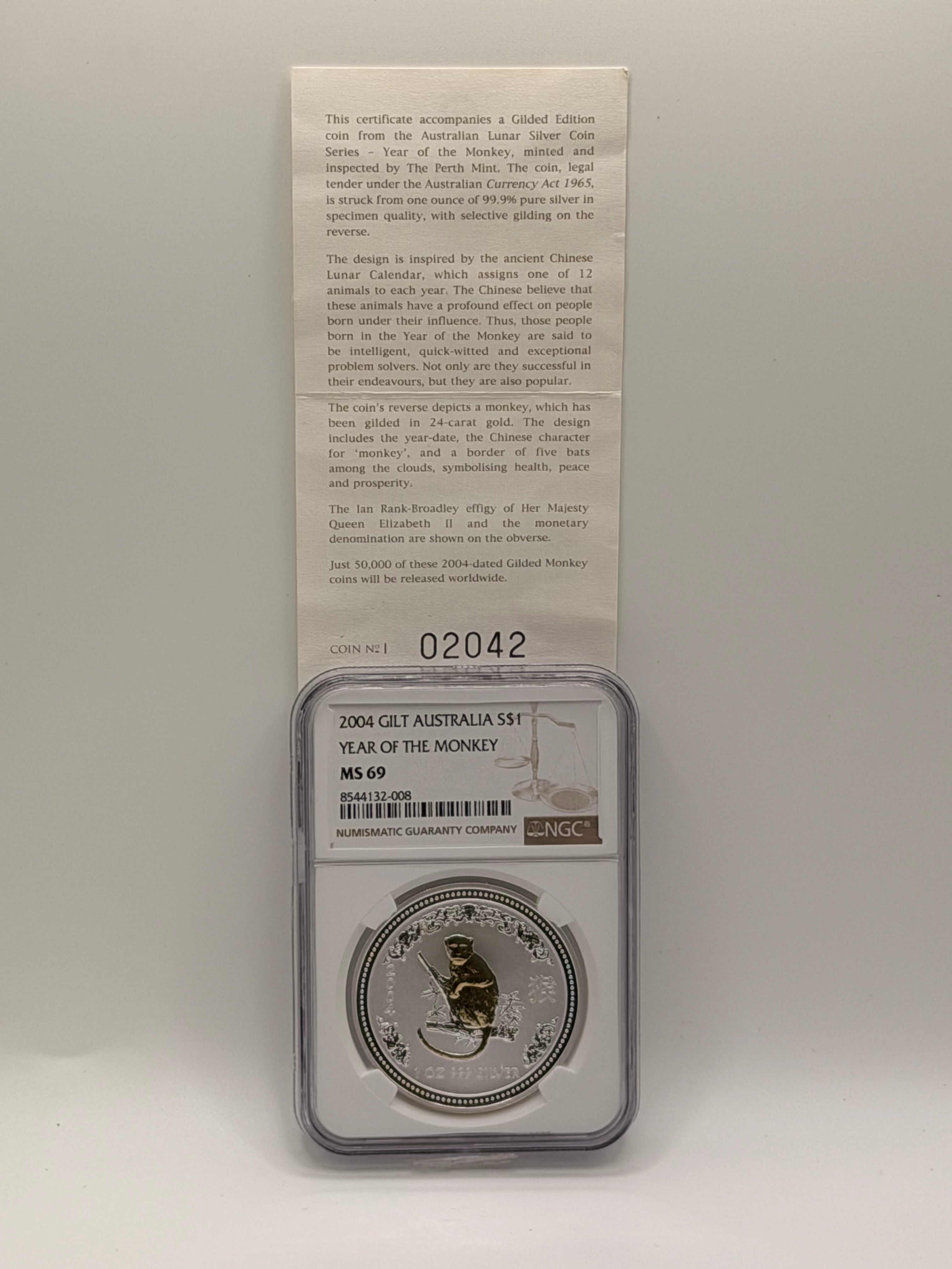2004 - Australia $1 Year of the Monkey MS69