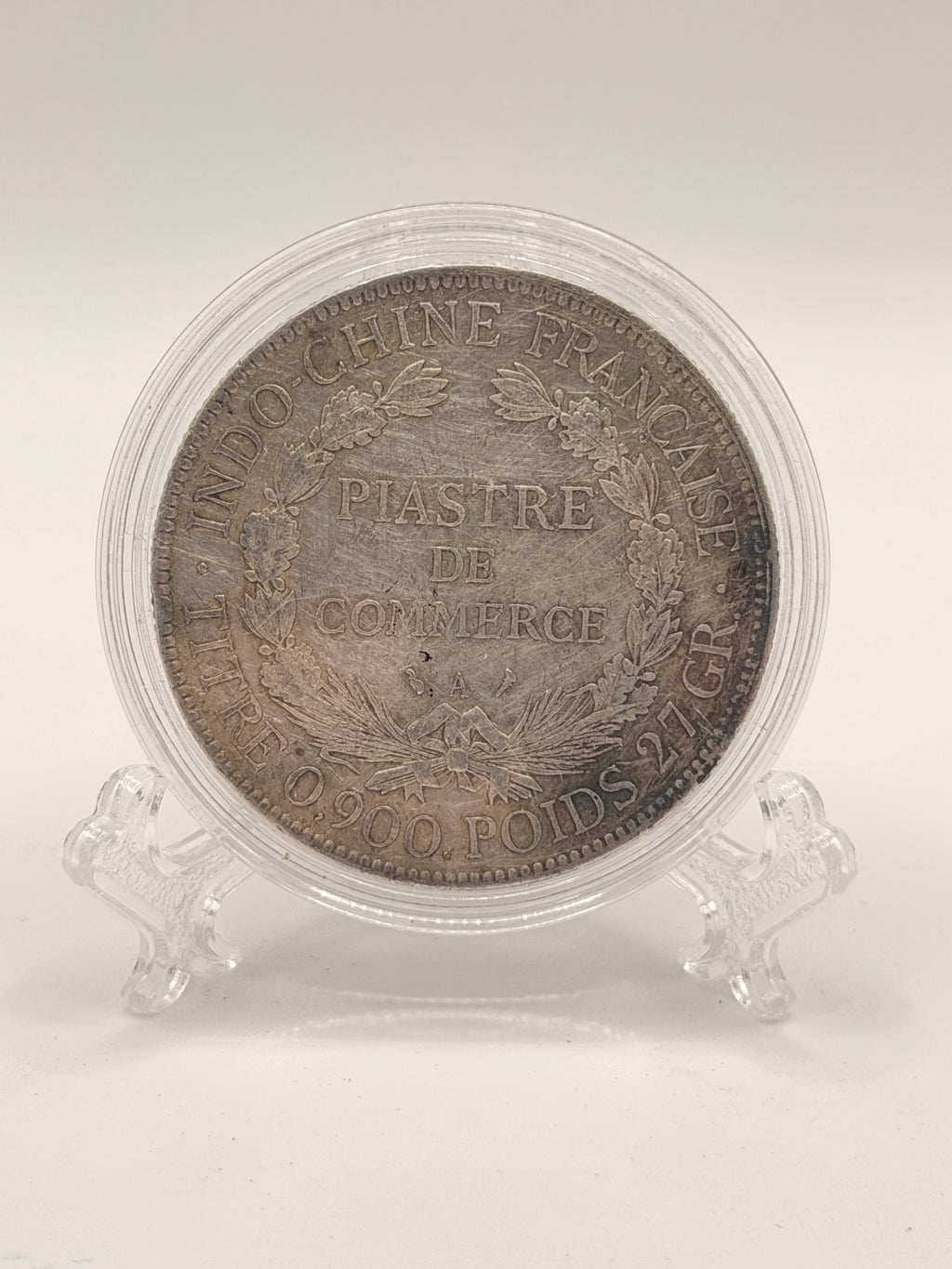 1909 French Indo China 1 Piastre Silver Coin