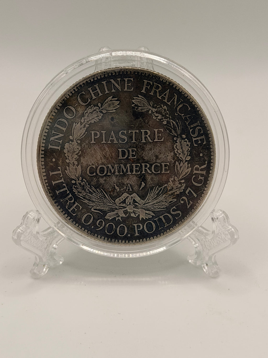 1908 French Indo China 1 Piastre Silver Coin (XF)
