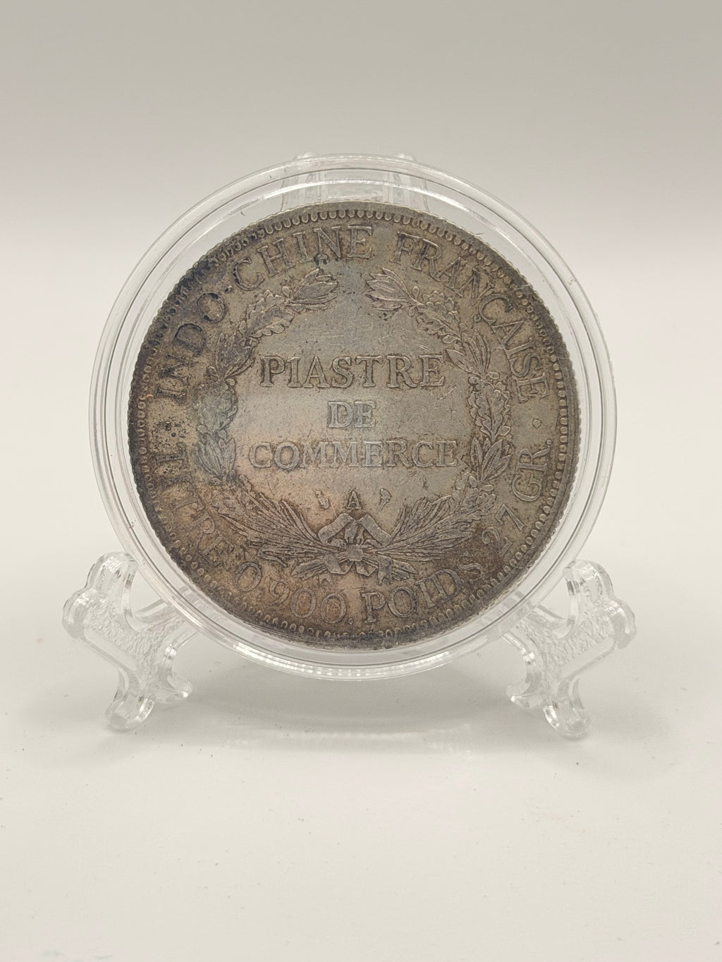 1900 French Indo China 1 Piastre Silver Coin (AU)
