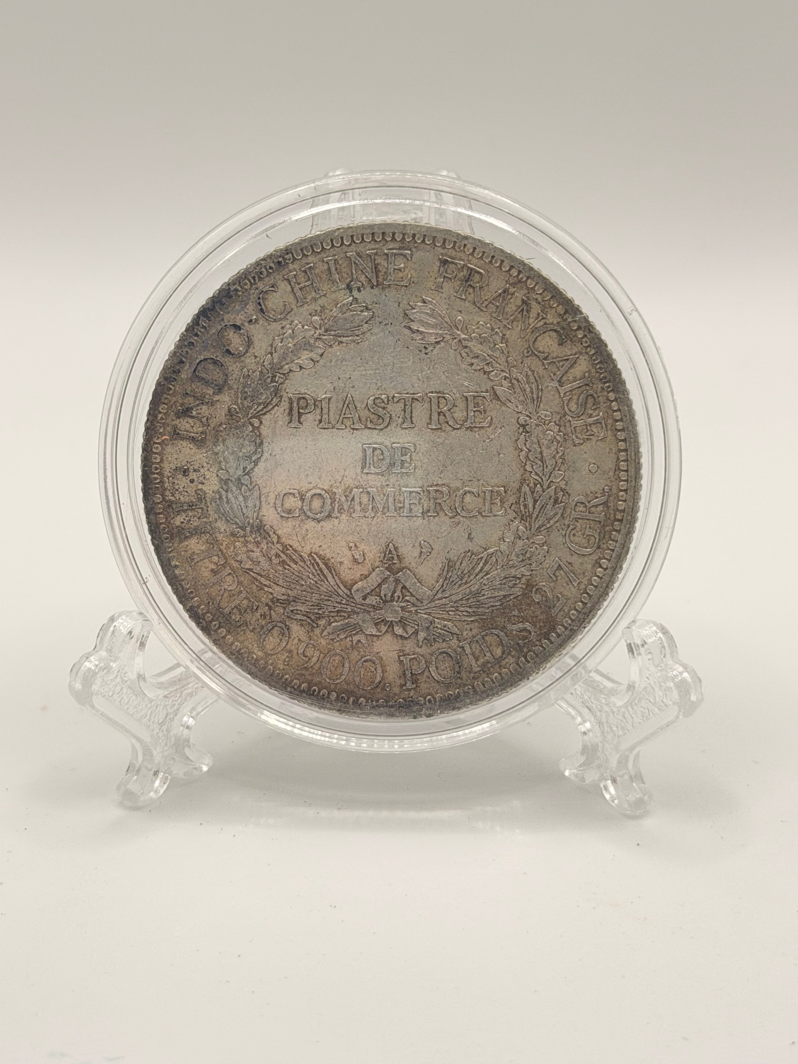 1900 French Indo China 1 Piastre Silver Coin (AU)