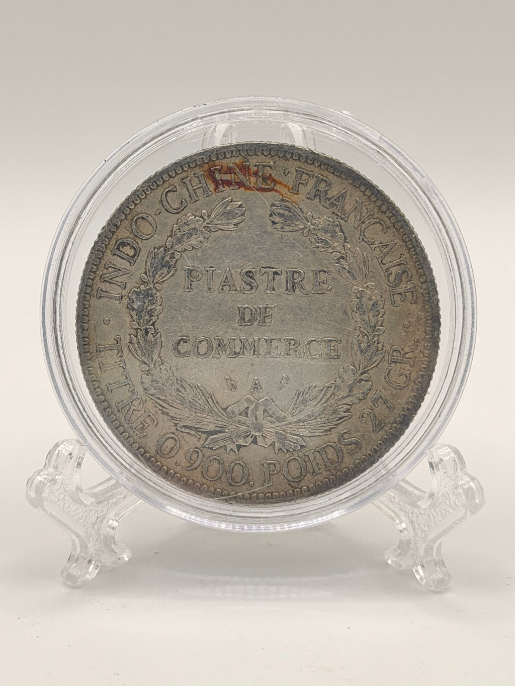 1906 French Indo China 1 Piastre Silver Coin (AU)