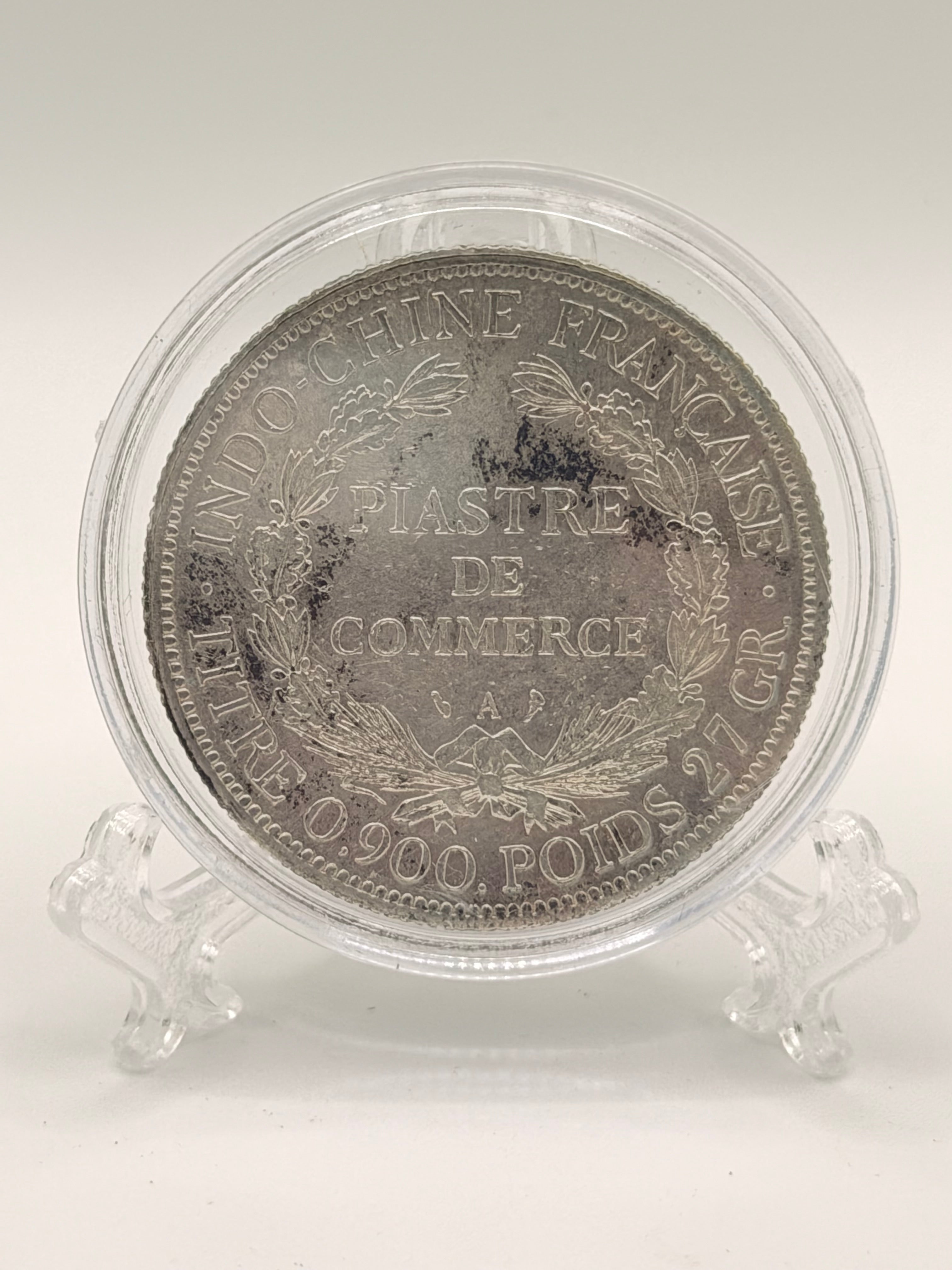 1900 French Indo China 1 Piastre Silver Coin (UNC)